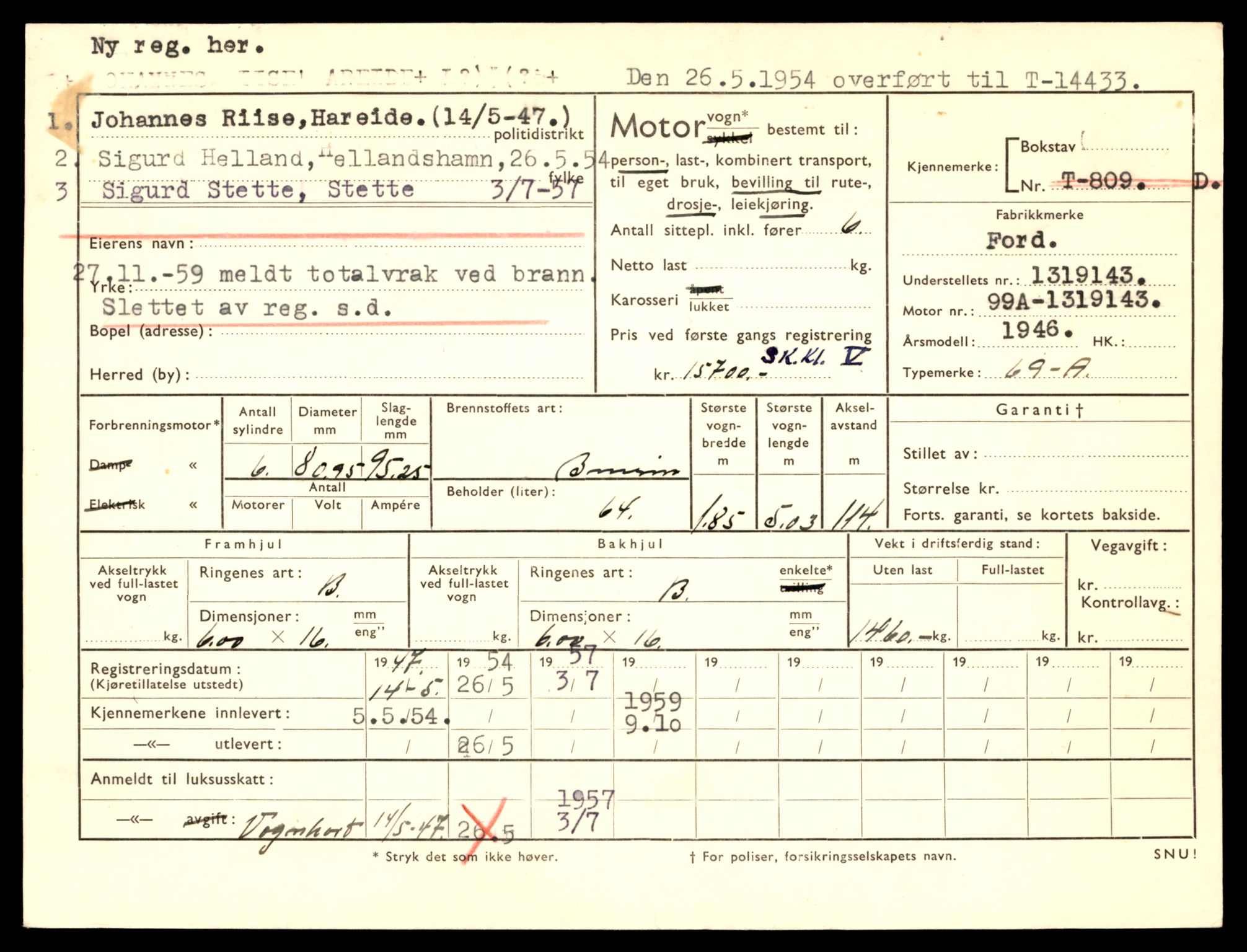 Møre og Romsdal vegkontor - Ålesund trafikkstasjon, AV/SAT-A-4099/F/Fe/L0045: Registreringskort for kjøretøy T 14320 - T 14444, 1927-1998, p. 2894