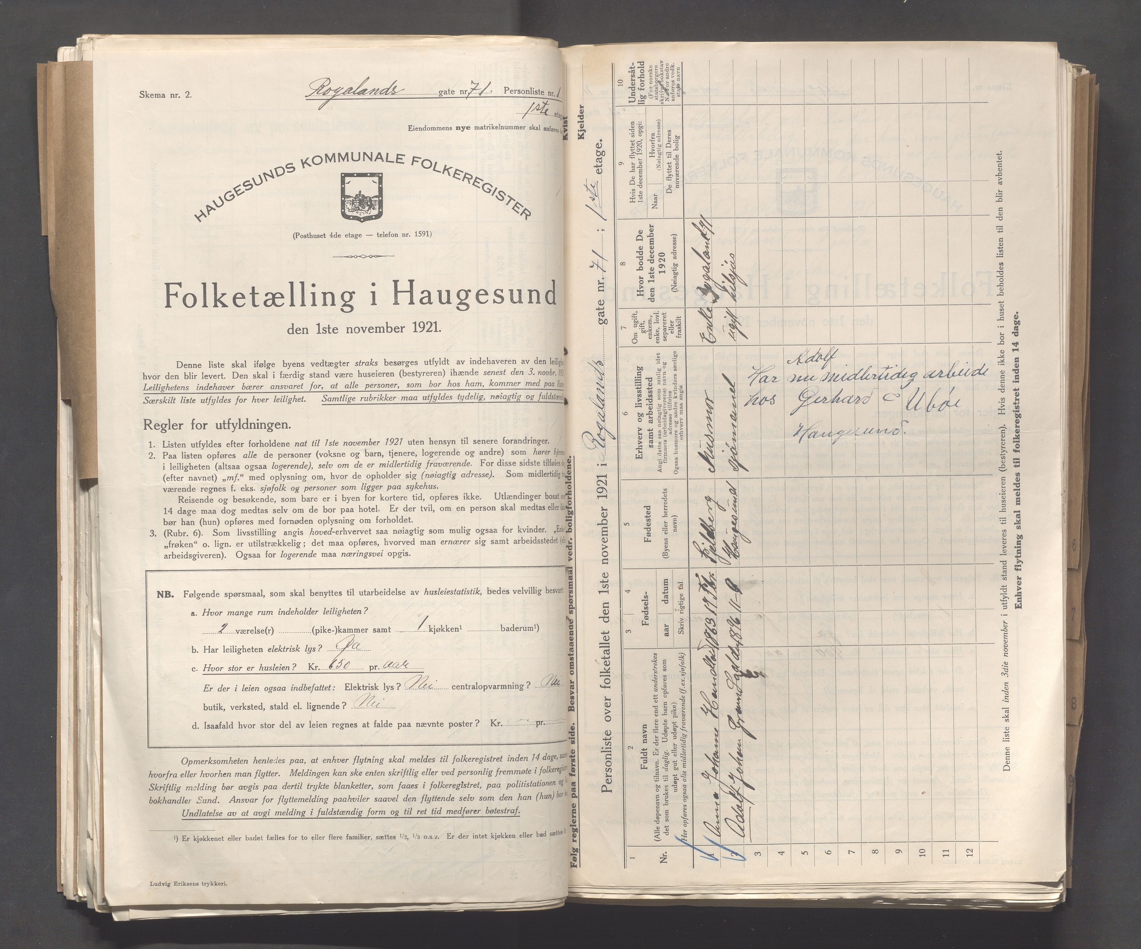 IKAR, Local census 1.11.1921 for Haugesund, 1921, p. 3278