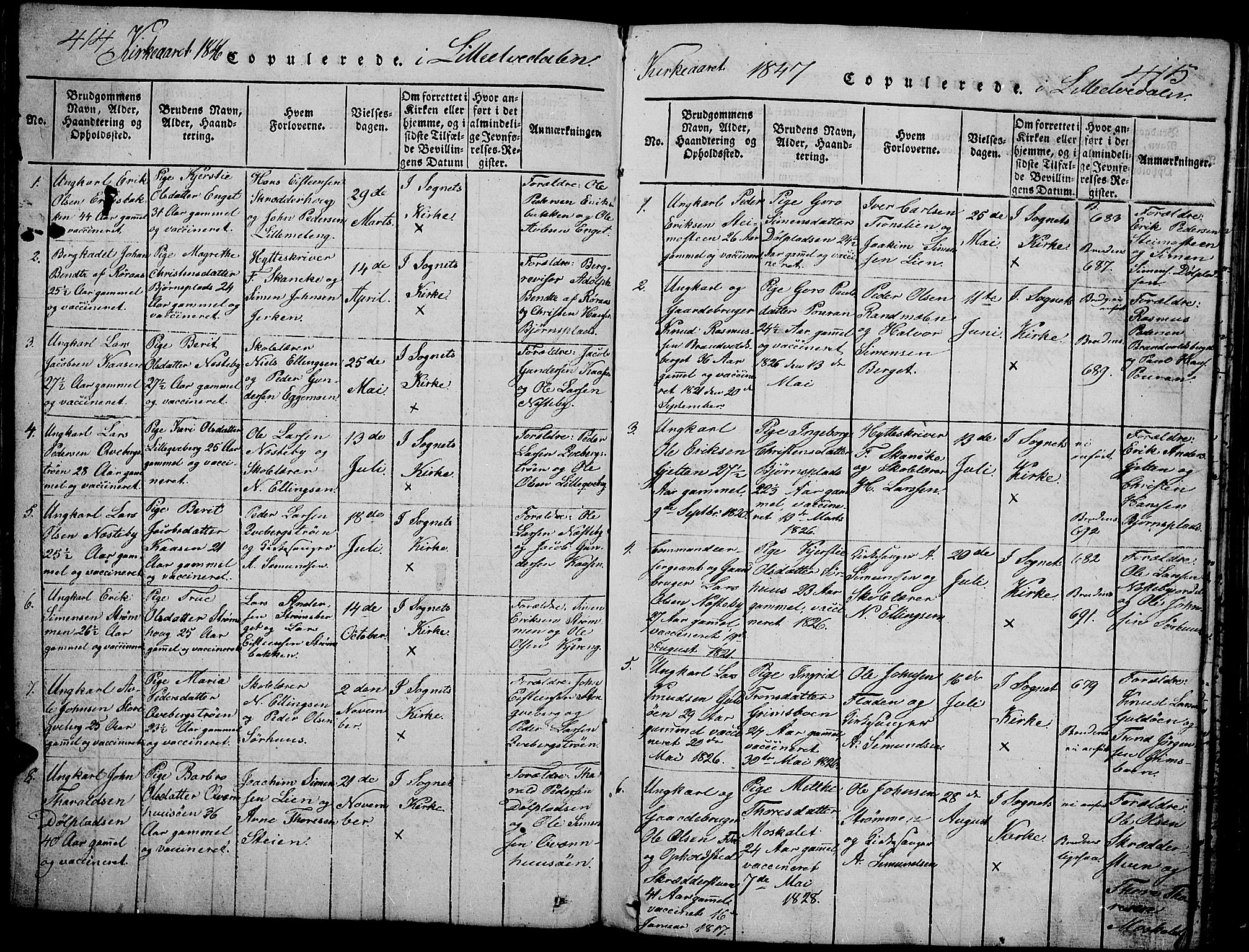 Tynset prestekontor, SAH/PREST-058/H/Ha/Hab/L0002: Parish register (copy) no. 2, 1814-1862, p. 414-415