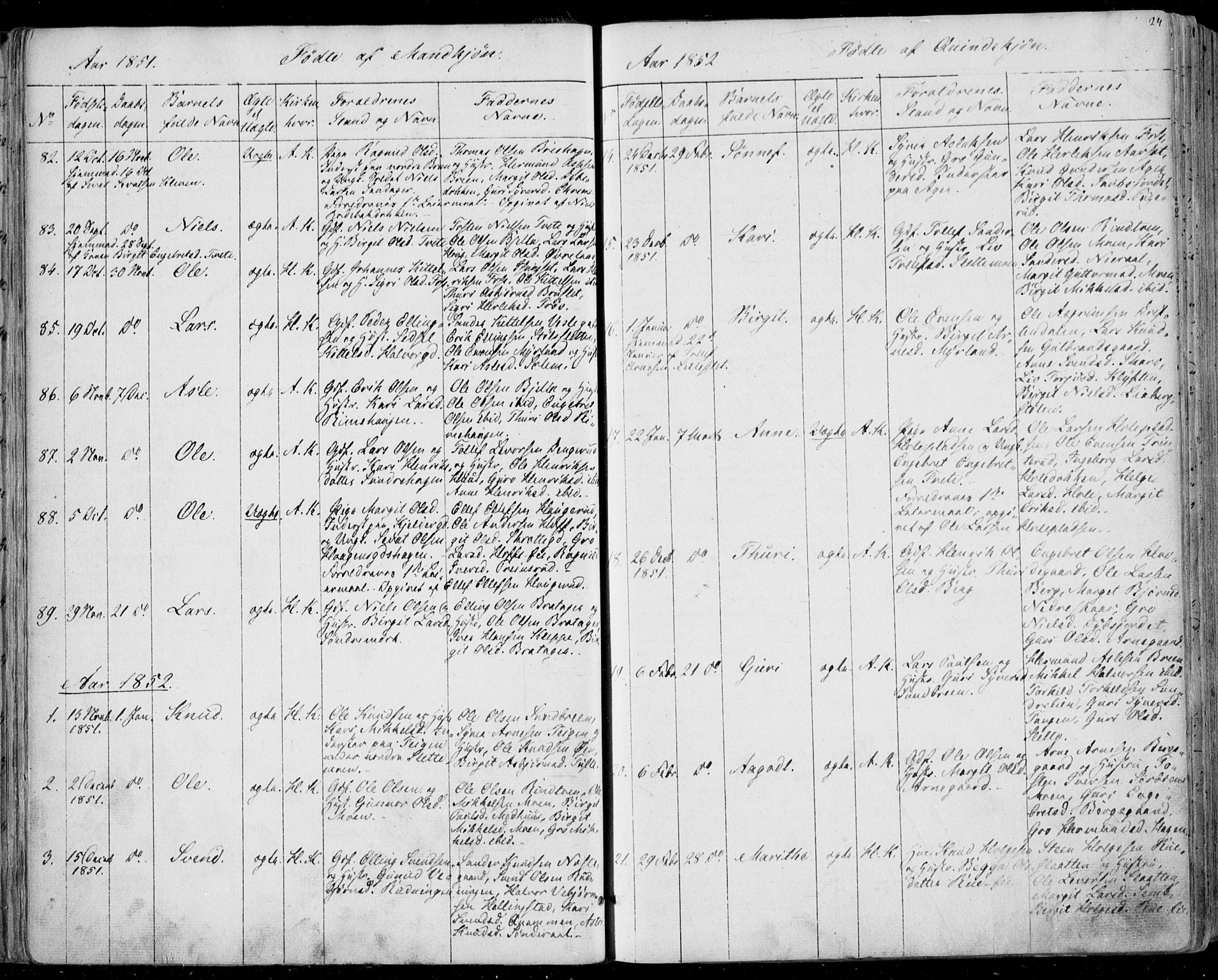 Ål kirkebøker, AV/SAKO-A-249/F/Fa/L0006: Parish register (official) no. I 6, 1849-1864, p. 24