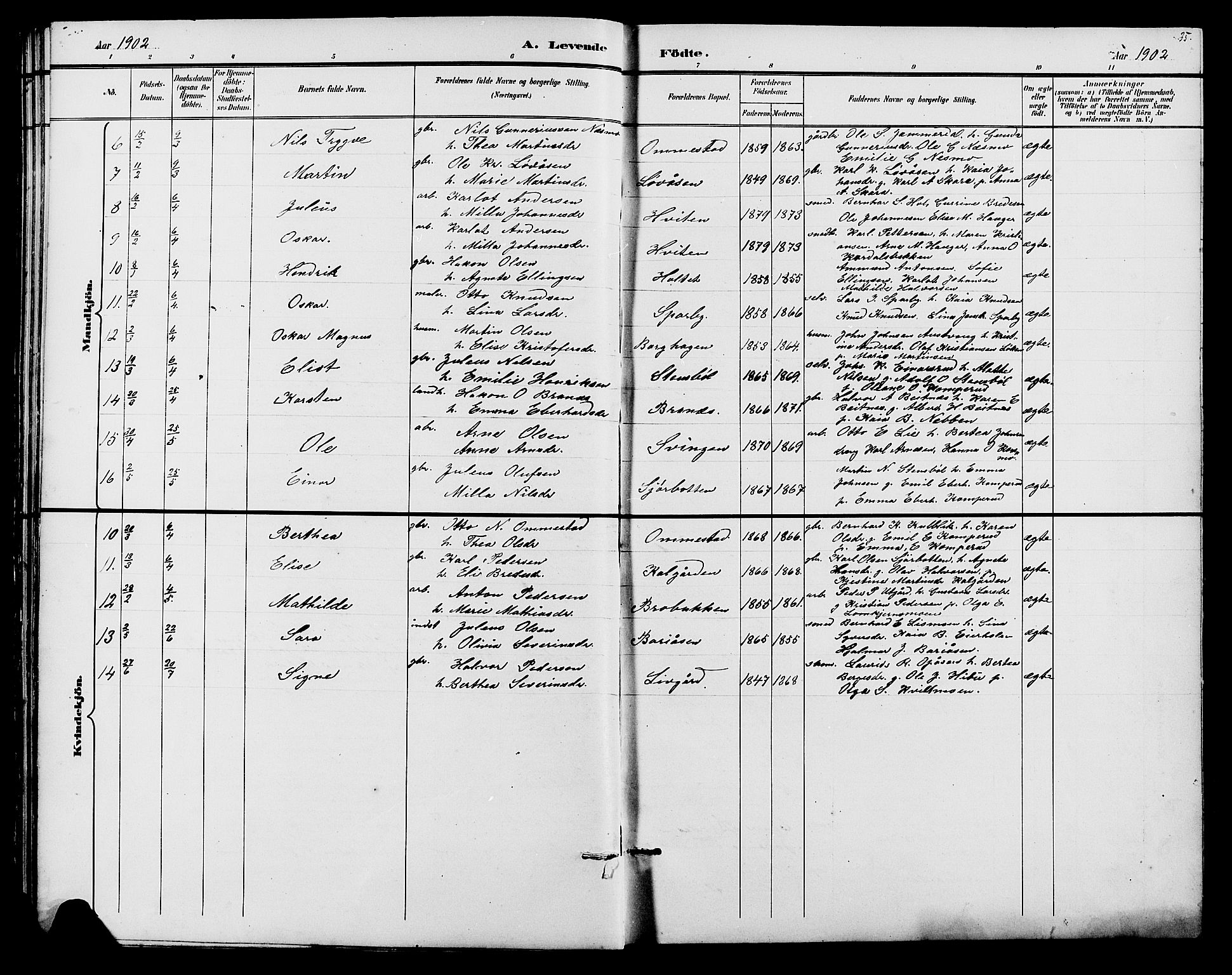 Hof prestekontor, SAH/PREST-038/H/Ha/Hab/L0001: Parish register (copy) no. 1, 1895-1914, p. 35