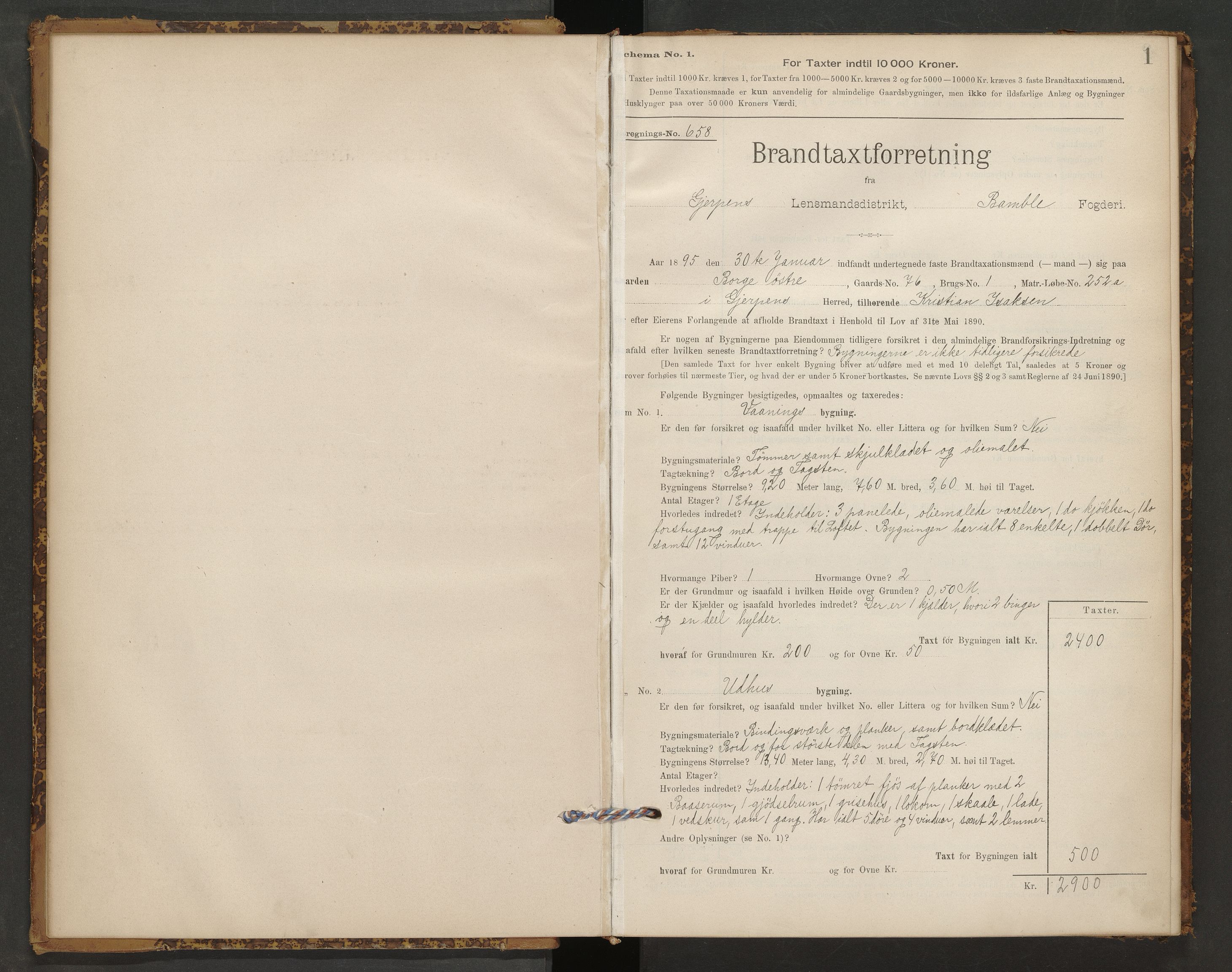 Gjerpen og Siljan lensmannskontor, AV/SAKO-A-555/Y/Ye/Yeb/L0001: Skjematakstprotokoll, 1895-1897