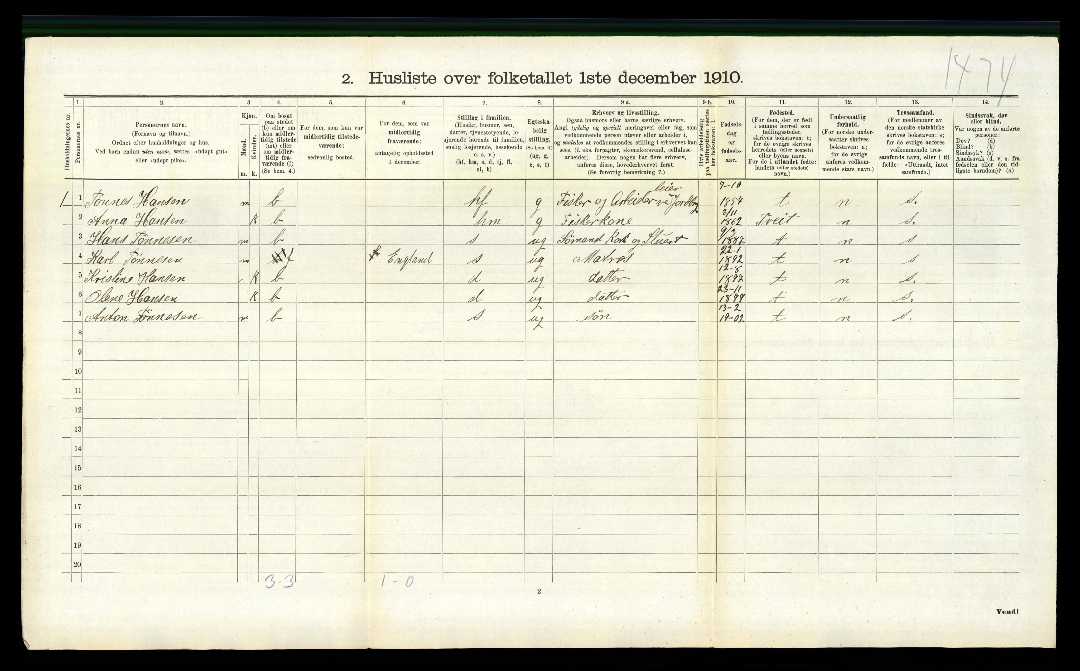 RA, 1910 census for Søgne, 1910, p. 661