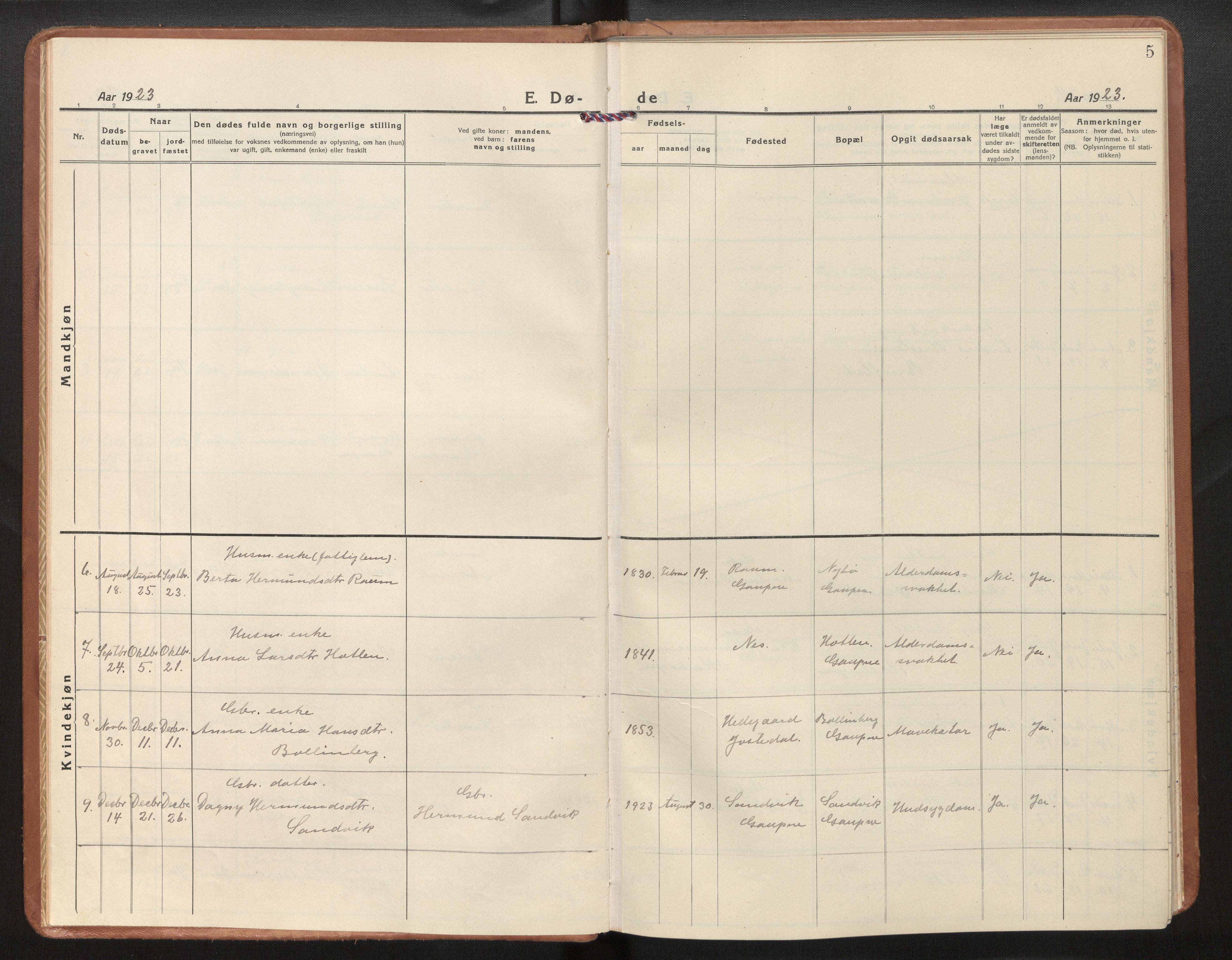 Jostedal sokneprestembete, AV/SAB-A-80601/H/Haa/Haad/L0002: Parish register (official) no. D 2, 1923-2007, p. 5