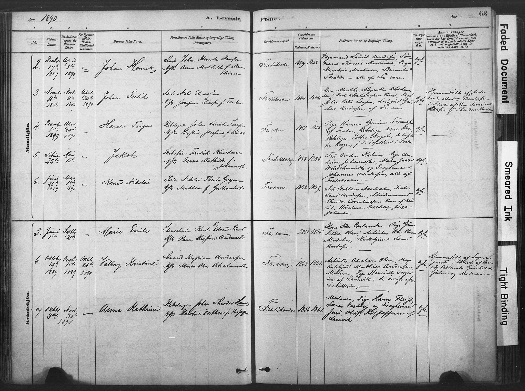 Stavern kirkebøker, SAKO/A-318/F/Fa/L0008: Parish register (official) no. 8, 1878-1905, p. 63