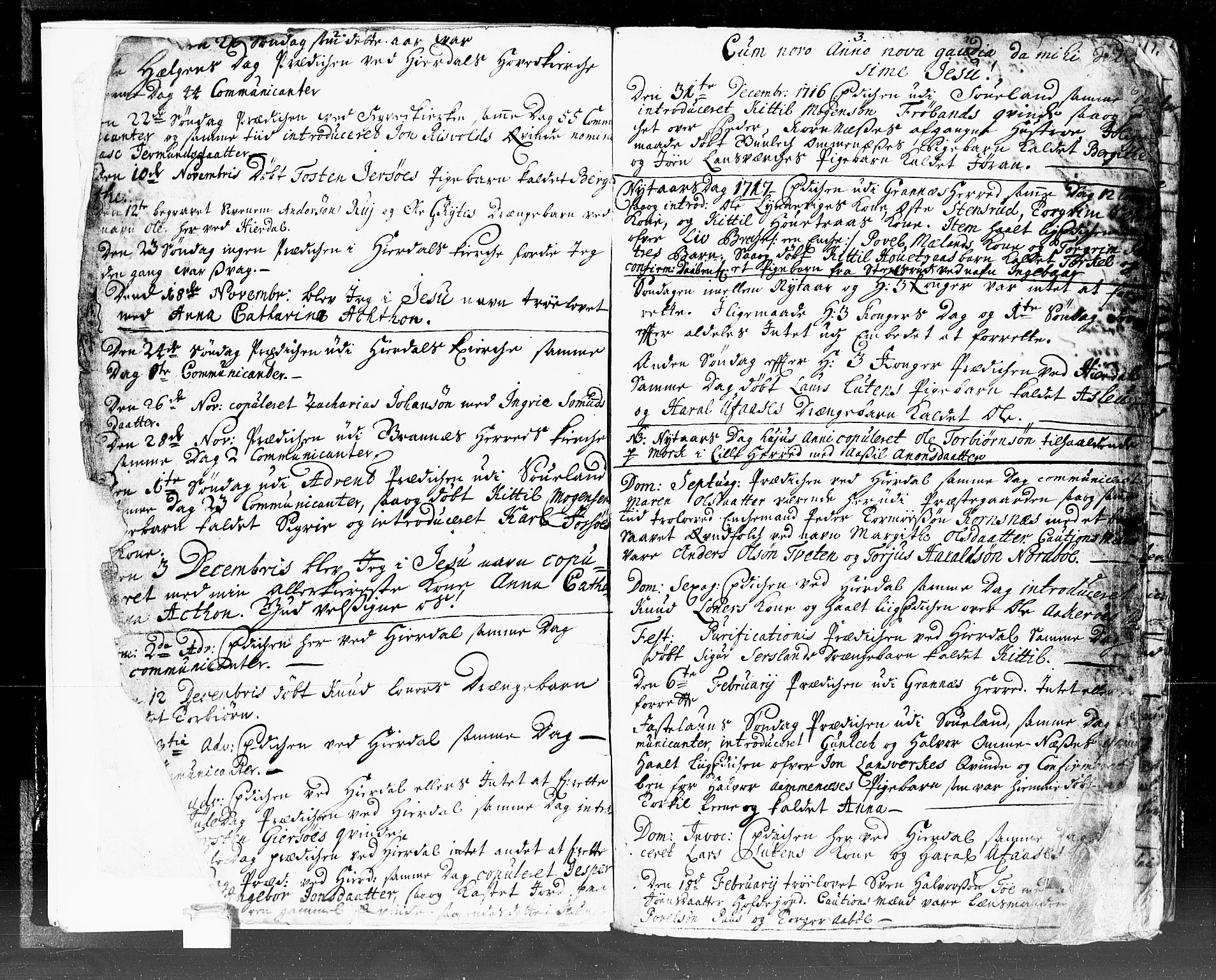 Hjartdal kirkebøker, SAKO/A-270/F/Fa/L0002: Parish register (official) no. I 2, 1716-1754, p. 2-3