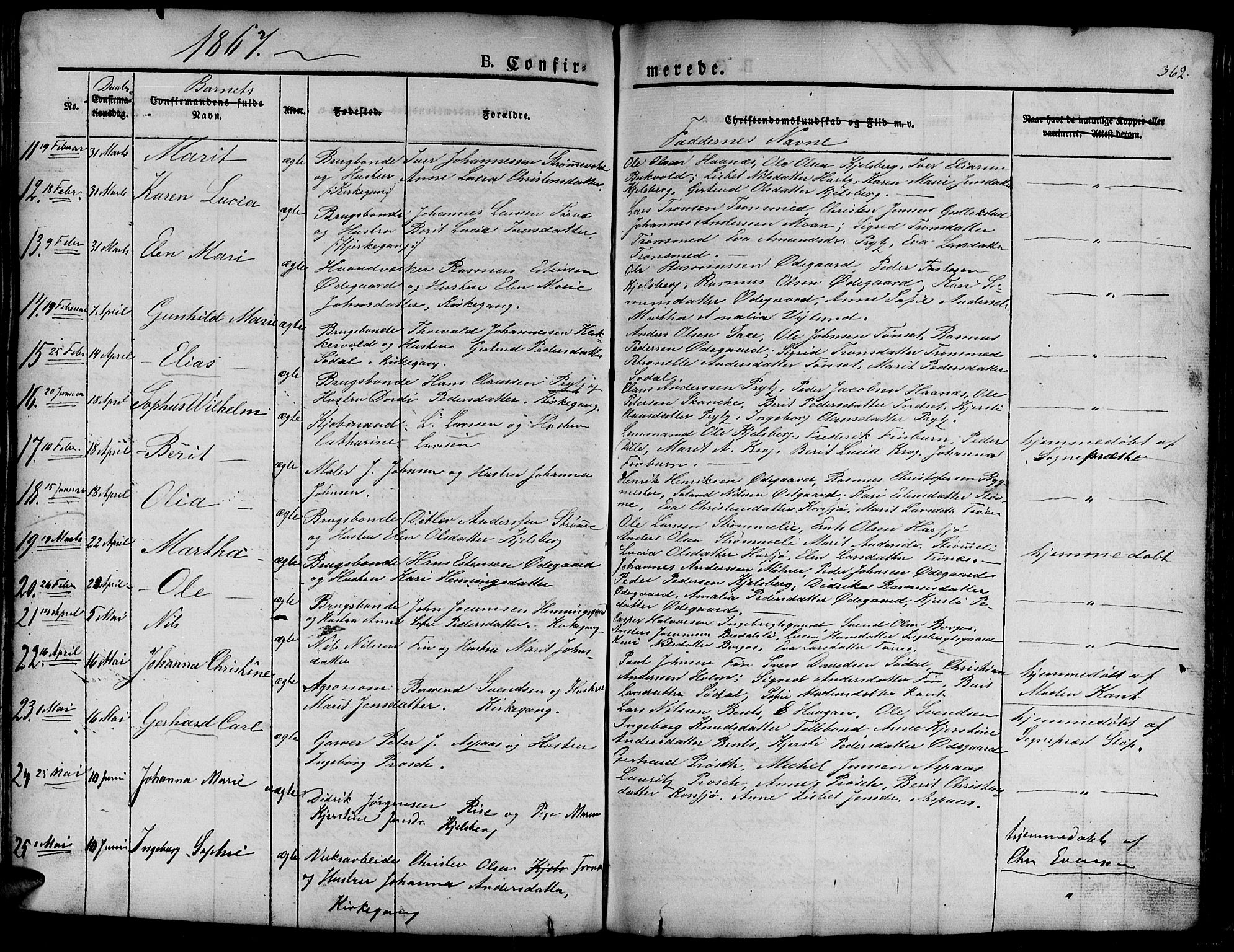 Ministerialprotokoller, klokkerbøker og fødselsregistre - Sør-Trøndelag, SAT/A-1456/681/L0938: Parish register (copy) no. 681C02, 1829-1879, p. 362