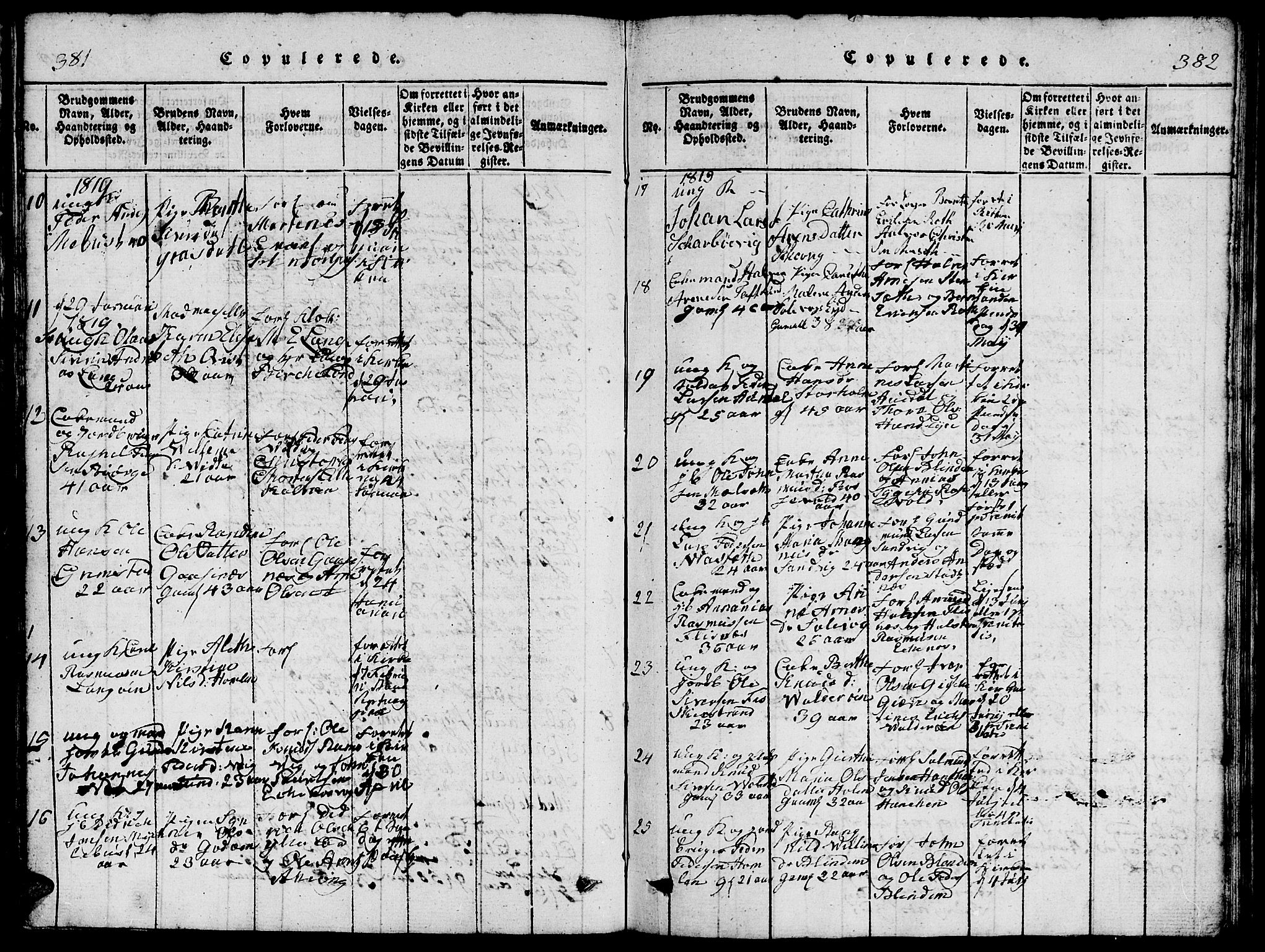 Ministerialprotokoller, klokkerbøker og fødselsregistre - Møre og Romsdal, AV/SAT-A-1454/528/L0423: Parish register (copy) no. 528C04, 1816-1827, p. 381-382