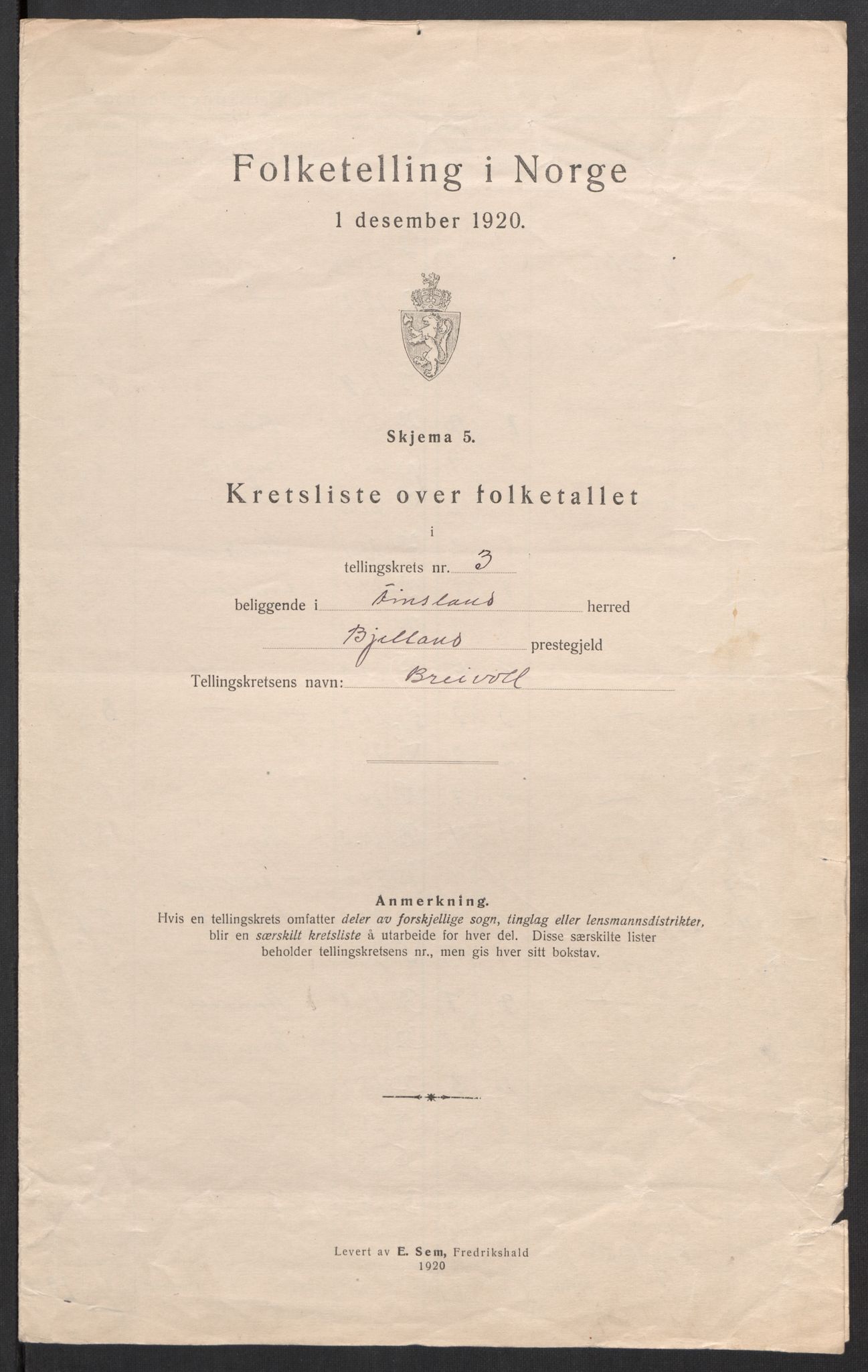 SAK, 1920 census for Finsland, 1920, p. 15