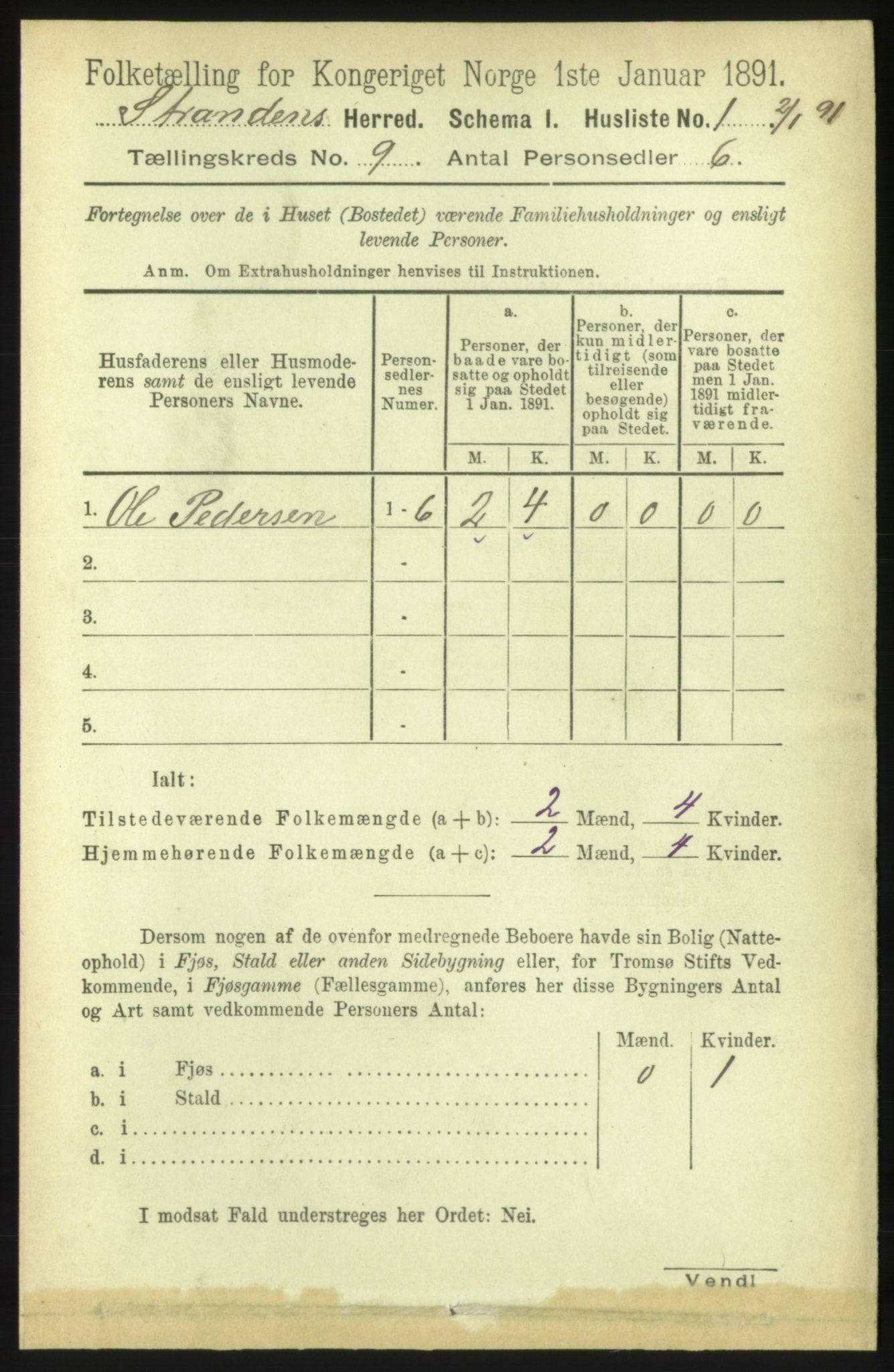 RA, 1891 census for 1525 Stranda, 1891, p. 2168