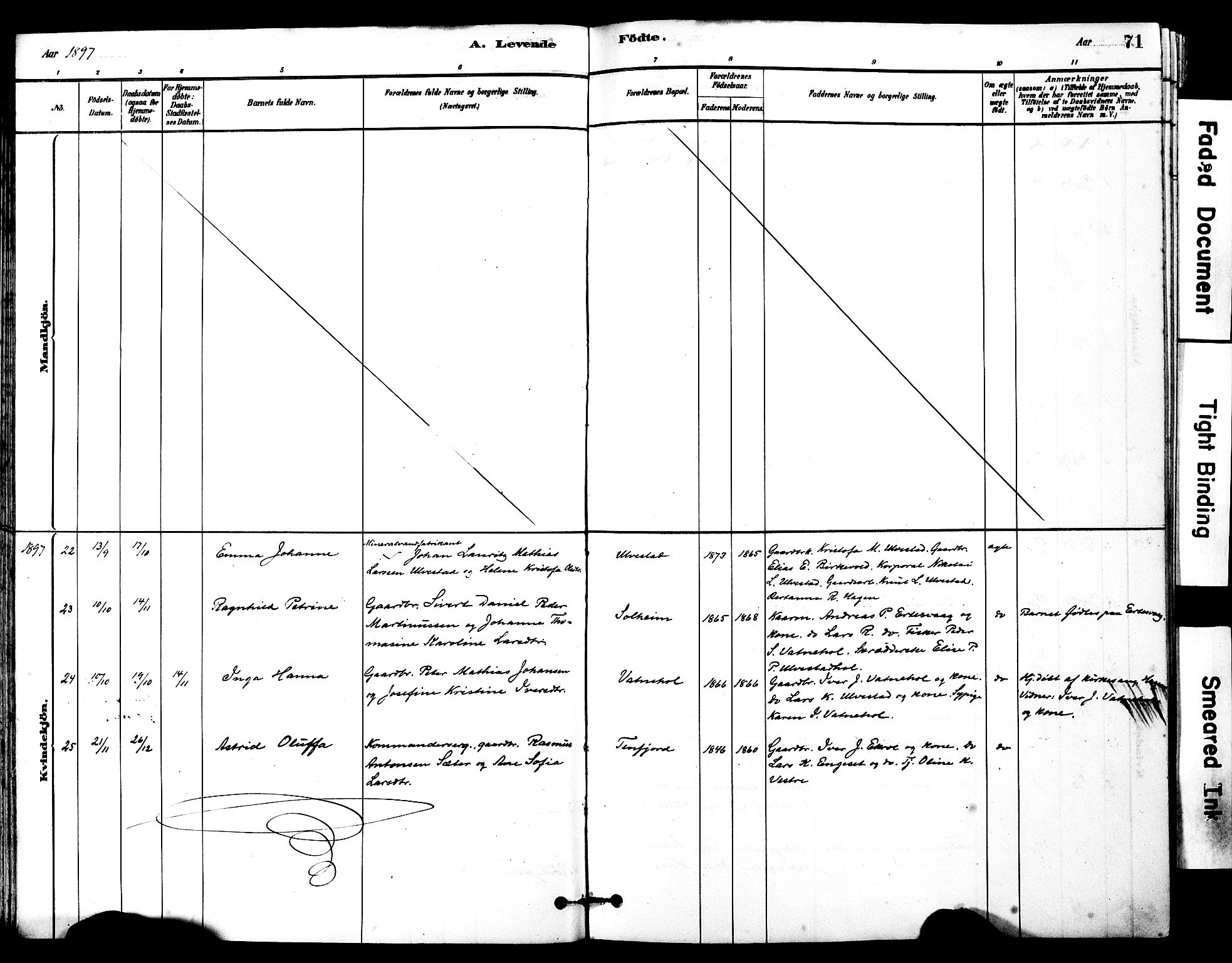 Ministerialprotokoller, klokkerbøker og fødselsregistre - Møre og Romsdal, SAT/A-1454/525/L0374: Parish register (official) no. 525A04, 1880-1899, p. 71