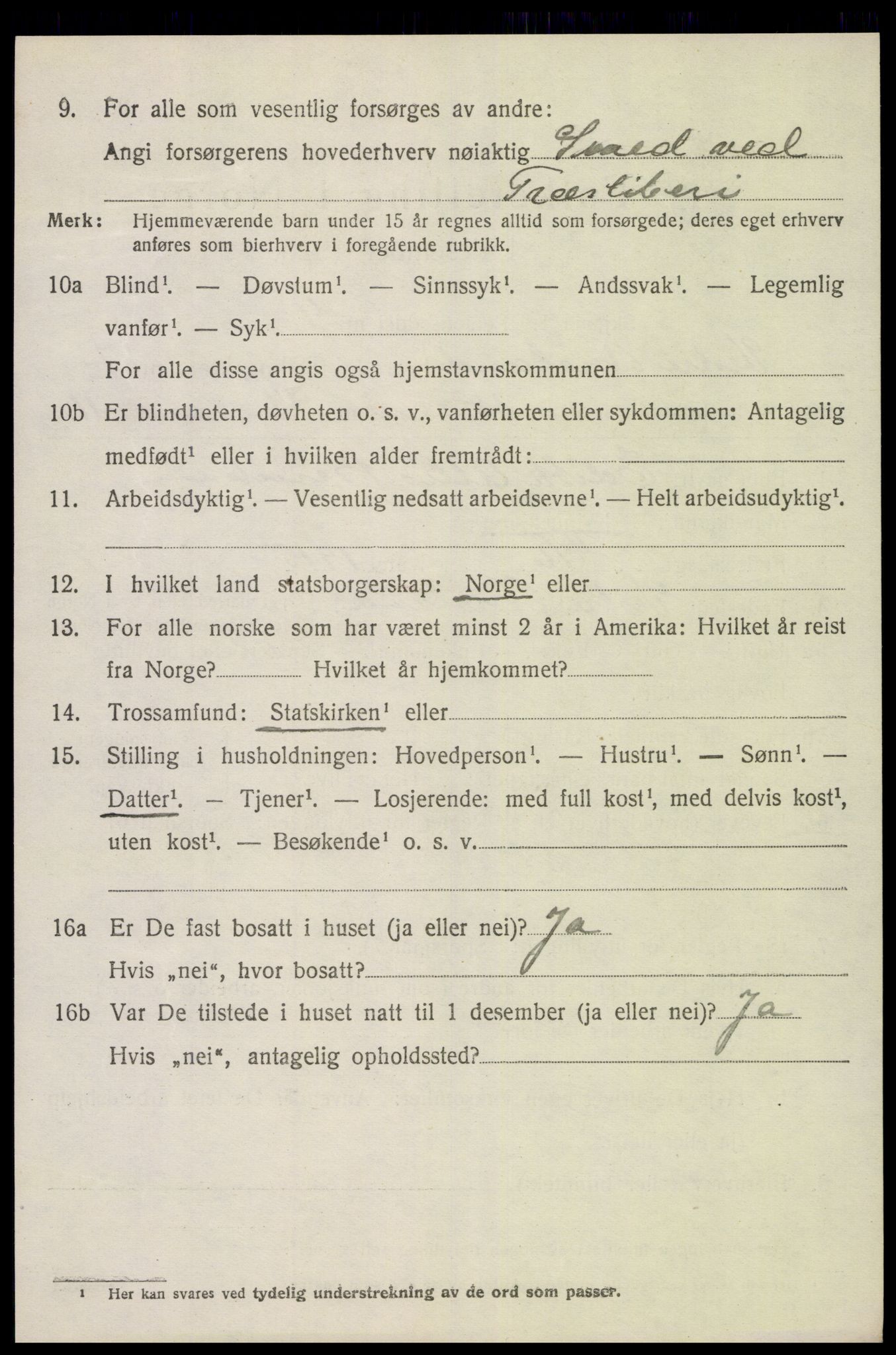 SAK, 1920 census for Vestre Moland, 1920, p. 5190