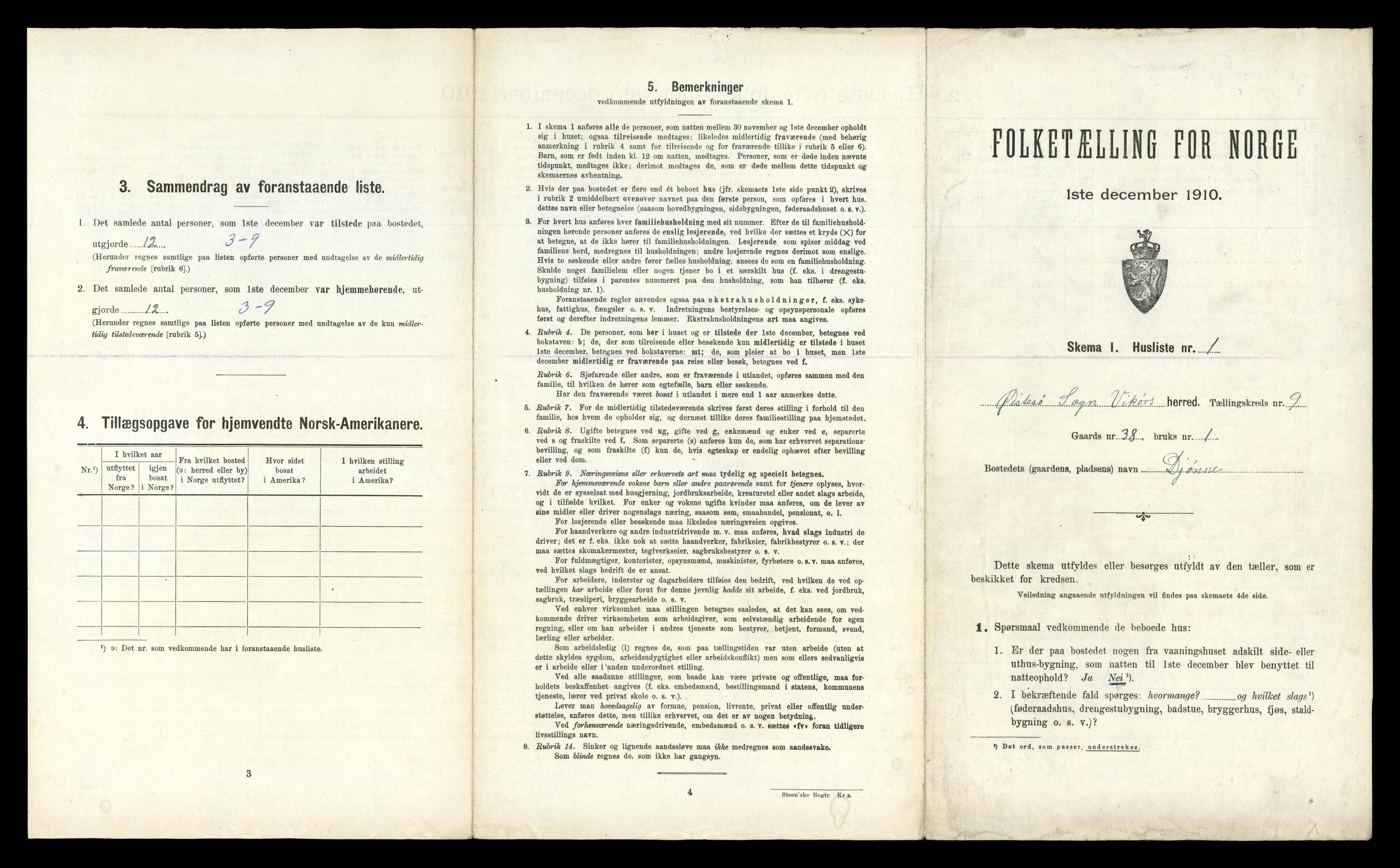 RA, 1910 census for Kvam, 1910, p. 697