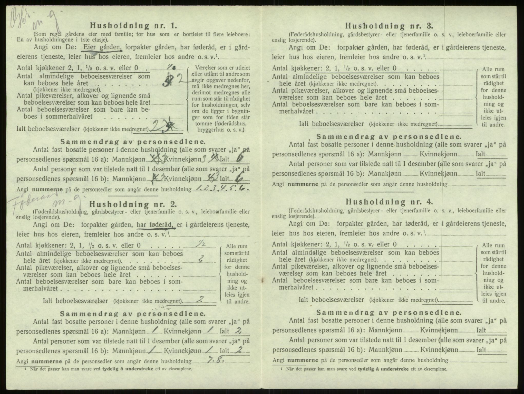 SAB, 1920 census for Haus, 1920, p. 850