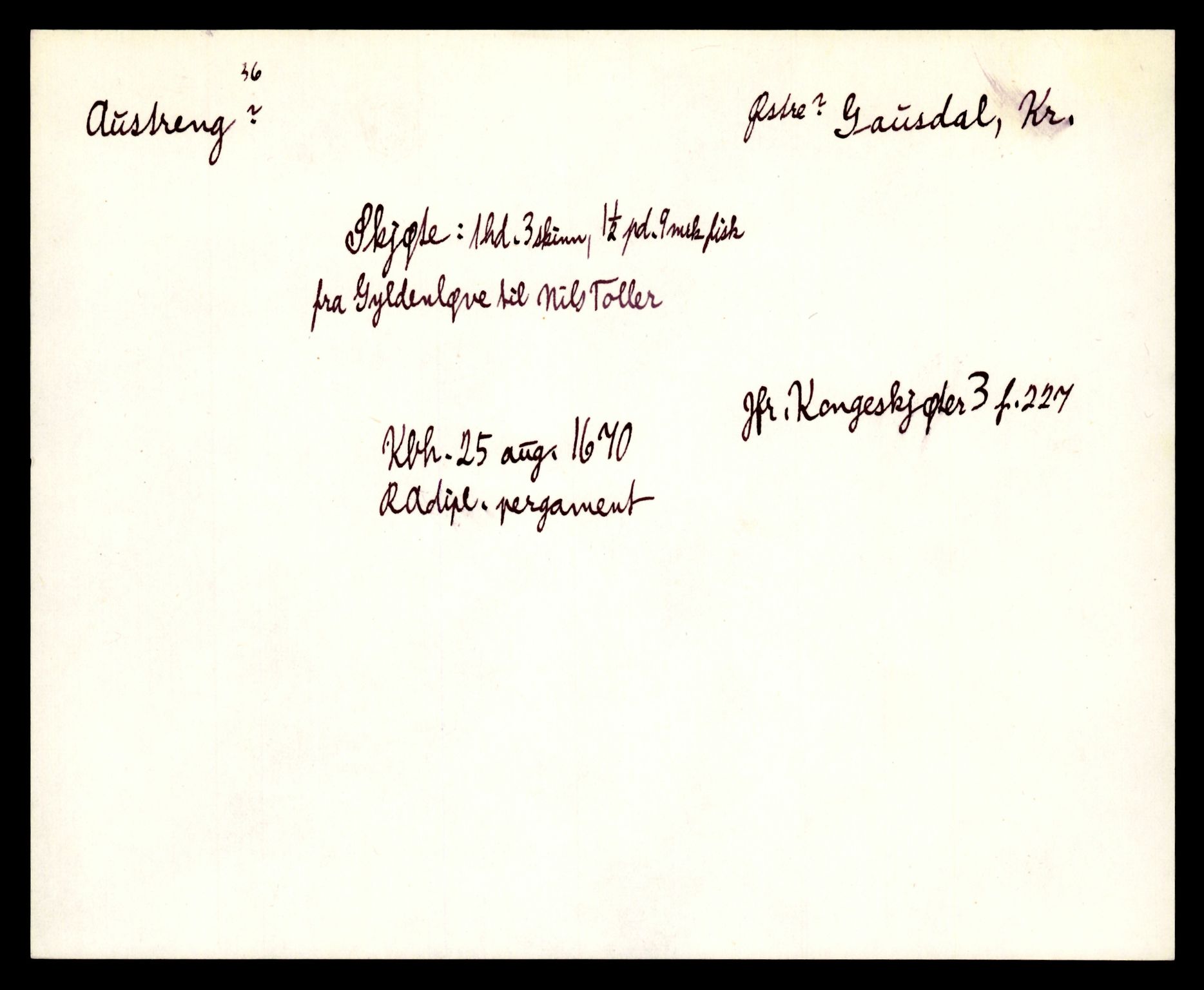 Riksarkivets diplomsamling, AV/RA-EA-5965/F35/F35e/L0010: Registreringssedler Oppland 2, 1400-1700, p. 329