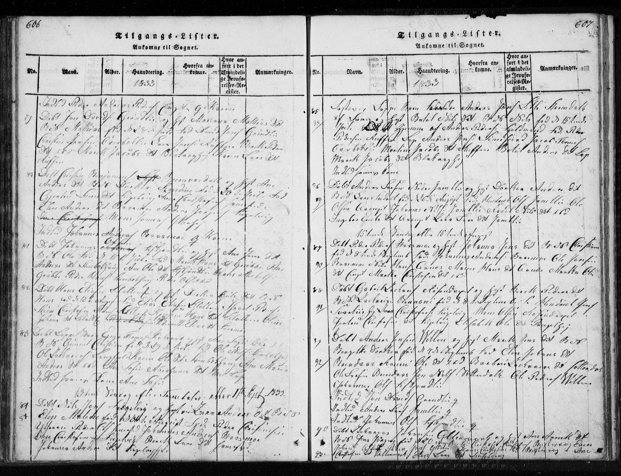 Ministerialprotokoller, klokkerbøker og fødselsregistre - Nordland, AV/SAT-A-1459/827/L0412: Parish register (copy) no. 827C01, 1820-1841, p. 606-607