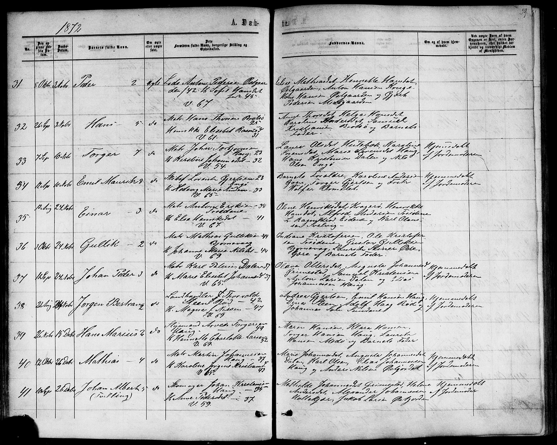 Nøtterøy kirkebøker, AV/SAKO-A-354/F/Fb/L0001: Parish register (official) no. II 1, 1865-1878, p. 59