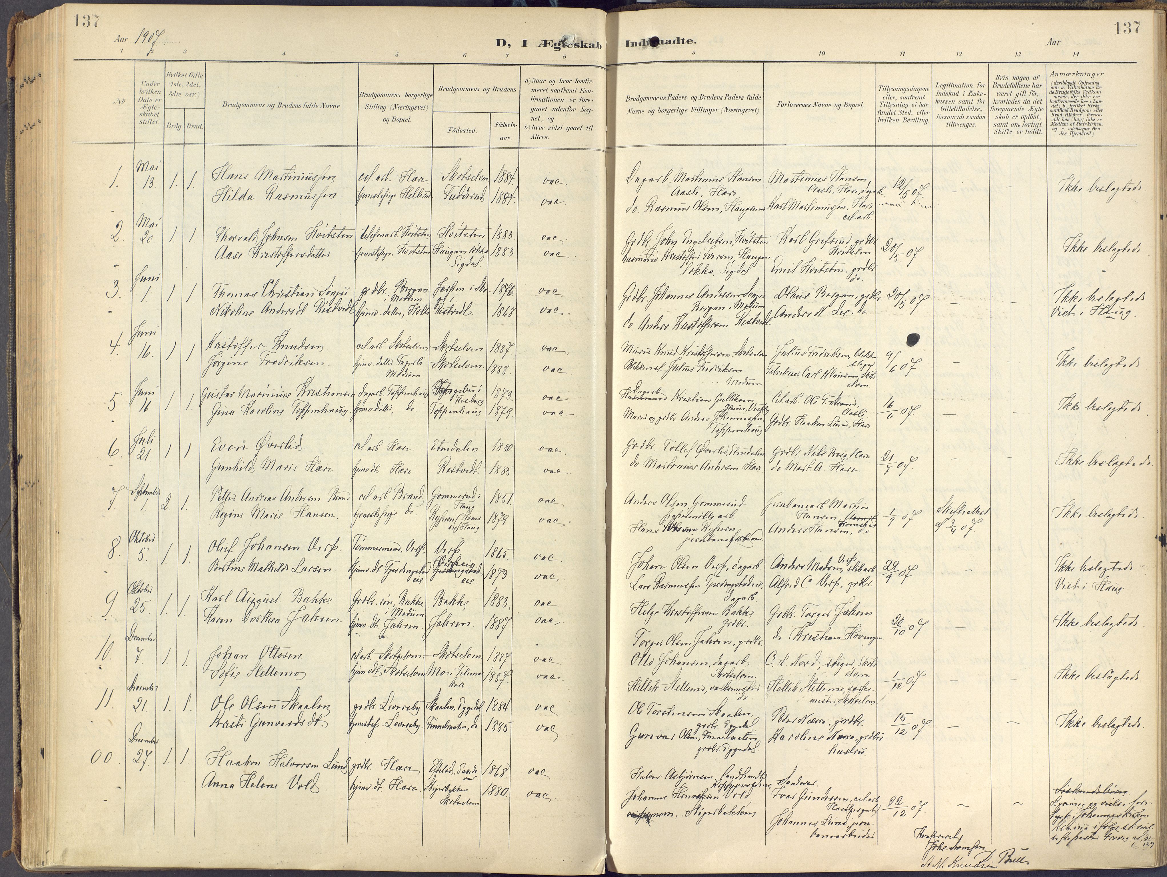 Eiker kirkebøker, AV/SAKO-A-4/F/Fc/L0004: Parish register (official) no. III 4, 1900-1919, p. 137