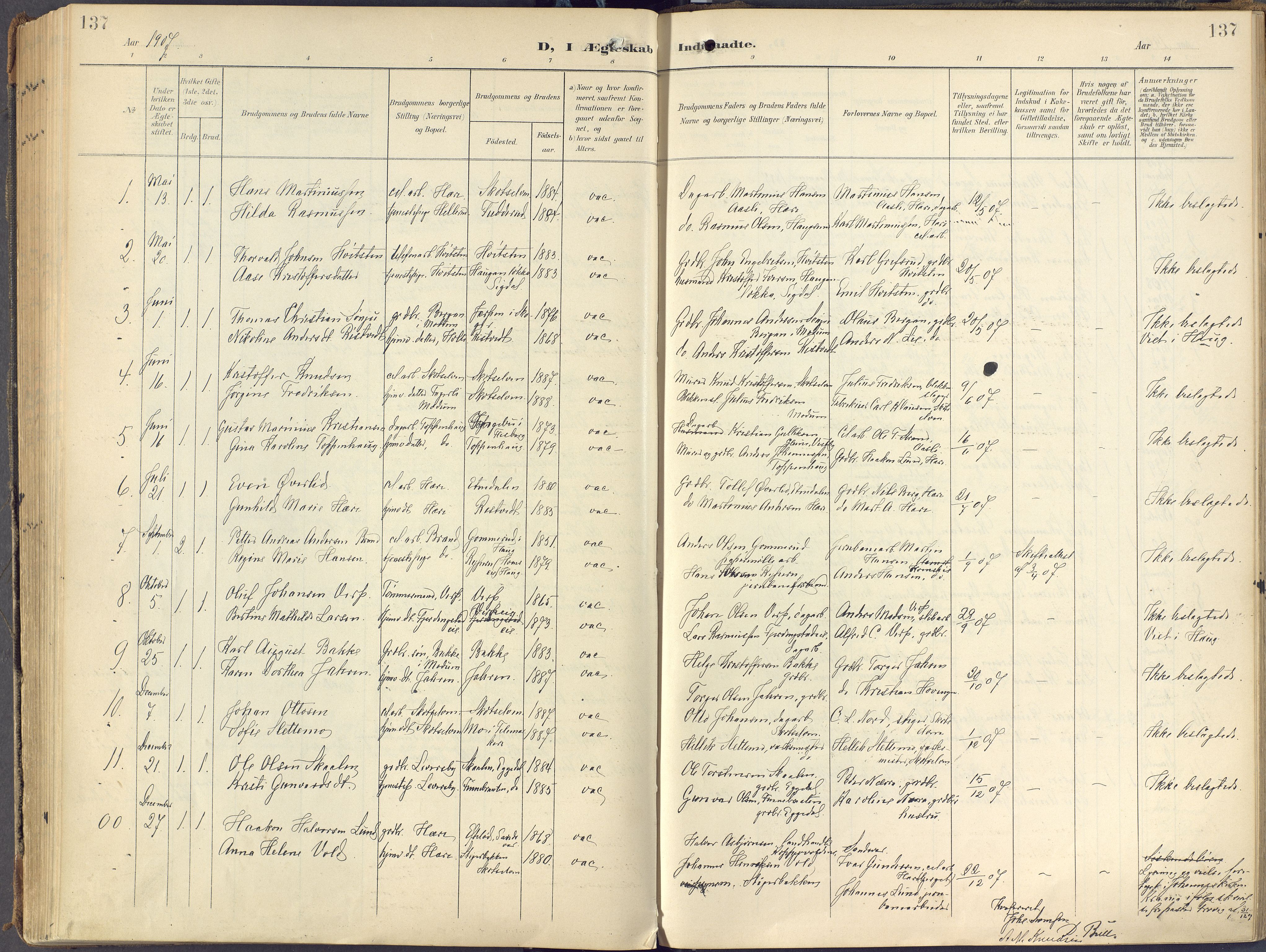 Eiker kirkebøker, AV/SAKO-A-4/F/Fc/L0004: Parish register (official) no. III 4, 1900-1919, p. 137