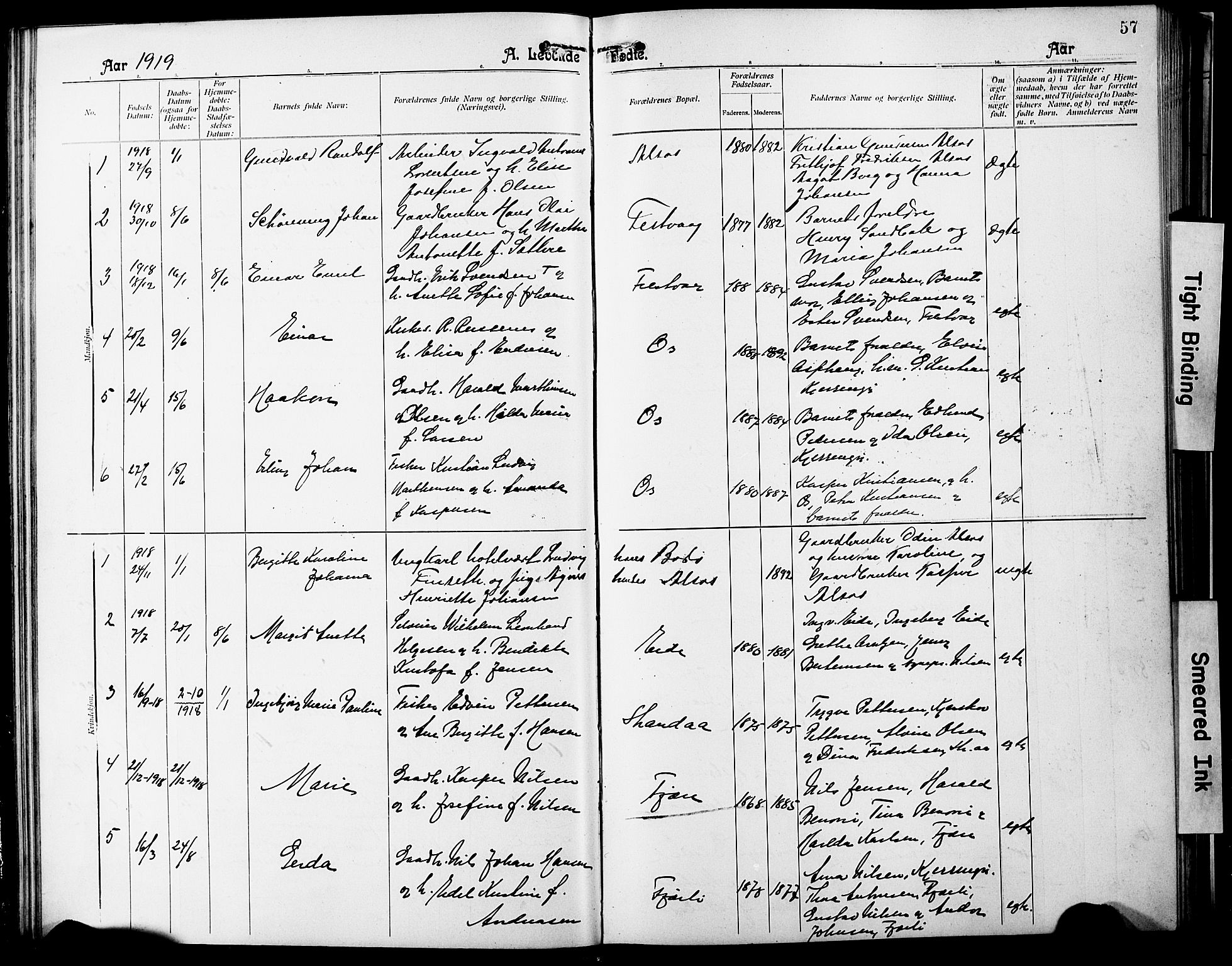 Ministerialprotokoller, klokkerbøker og fødselsregistre - Nordland, SAT/A-1459/803/L0077: Parish register (copy) no. 803C04, 1897-1930, p. 57
