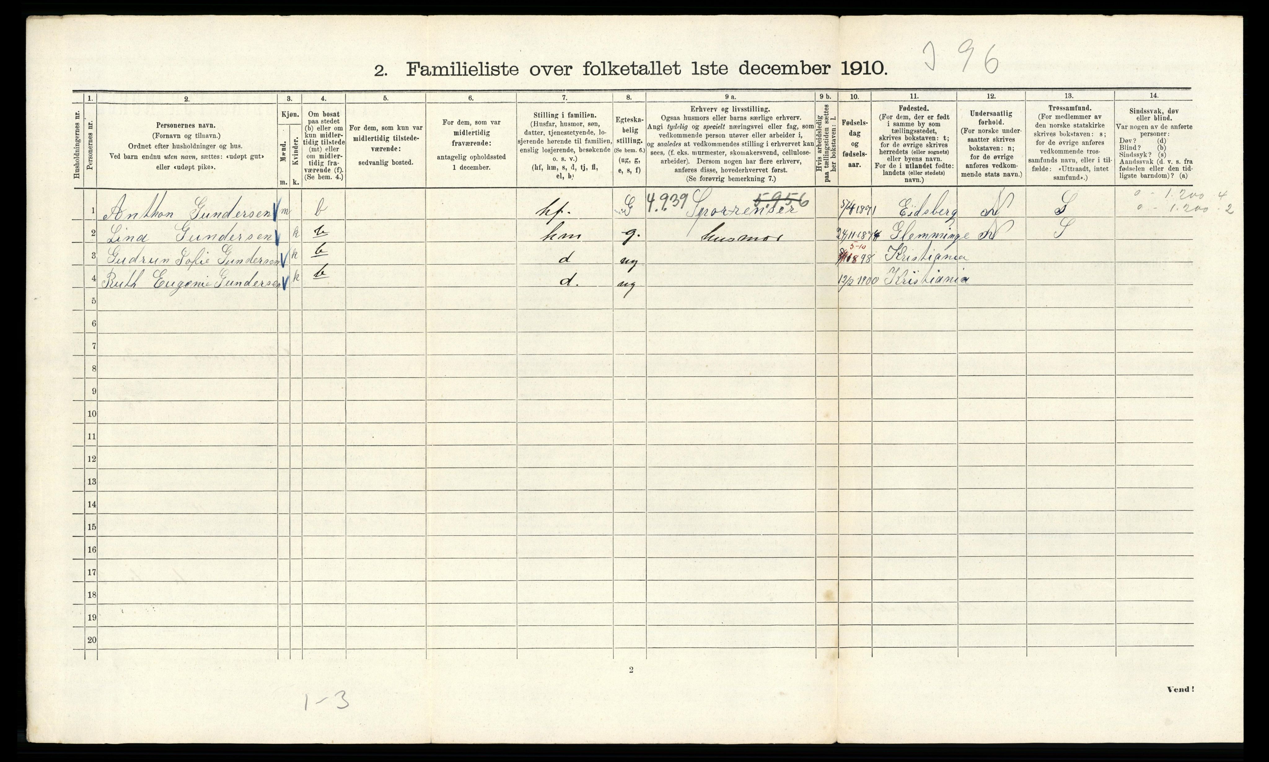 RA, 1910 census for Kristiania, 1910, p. 124188