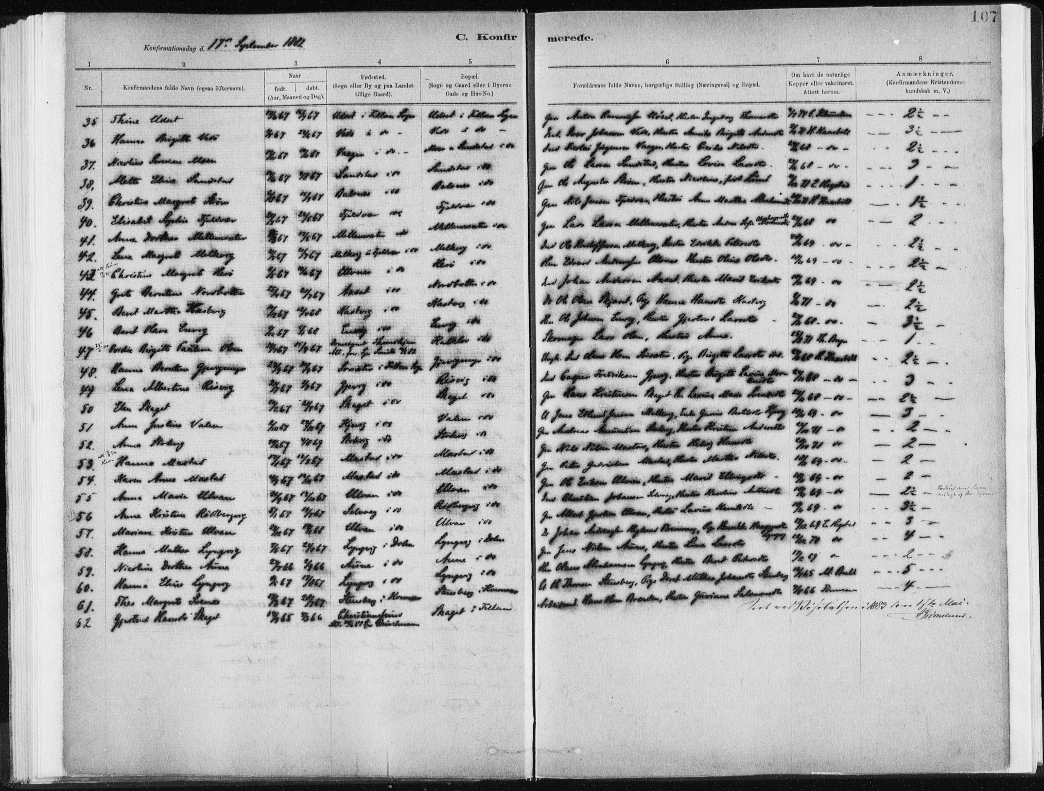 Ministerialprotokoller, klokkerbøker og fødselsregistre - Sør-Trøndelag, SAT/A-1456/637/L0558: Parish register (official) no. 637A01, 1882-1899, p. 107