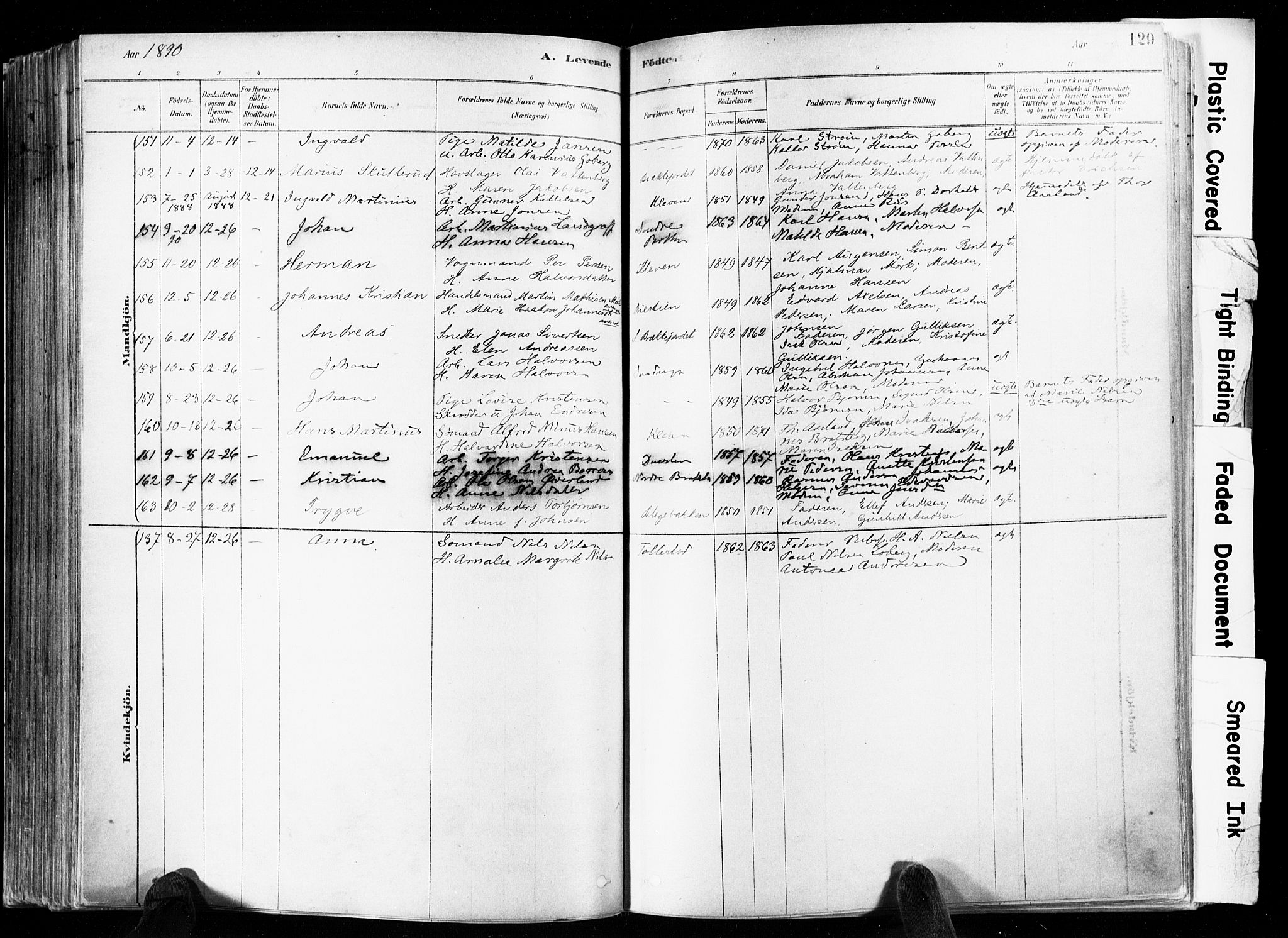 Skien kirkebøker, SAKO/A-302/F/Fa/L0009: Parish register (official) no. 9, 1878-1890, p. 129