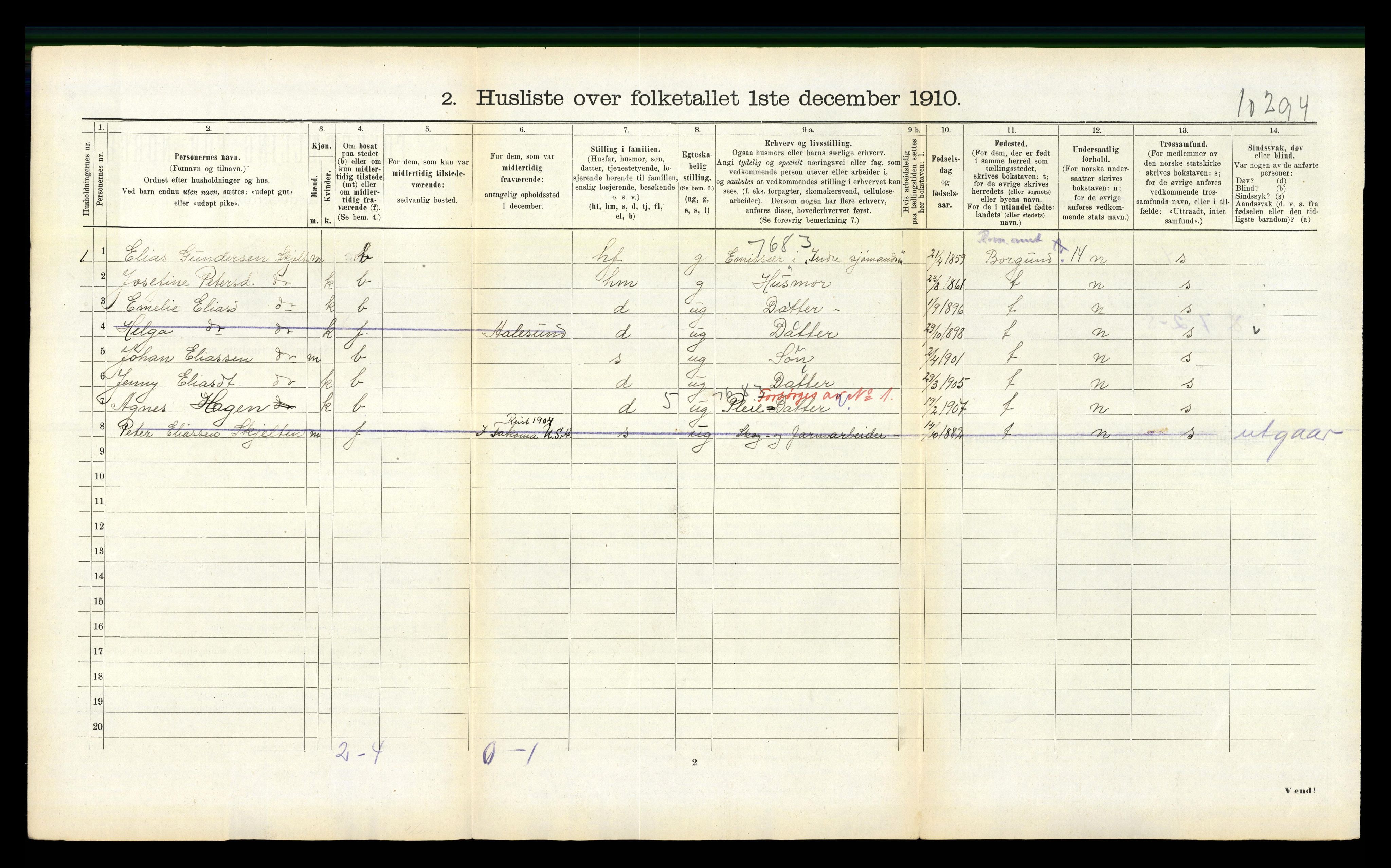 RA, 1910 census for Haram, 1910, p. 620