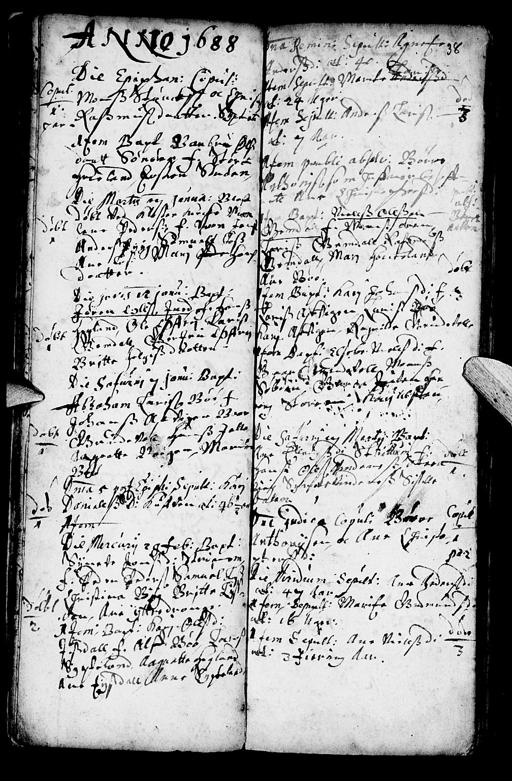 Os sokneprestembete, SAB/A-99929: Parish register (official) no. A 1, 1669-1722, p. 38