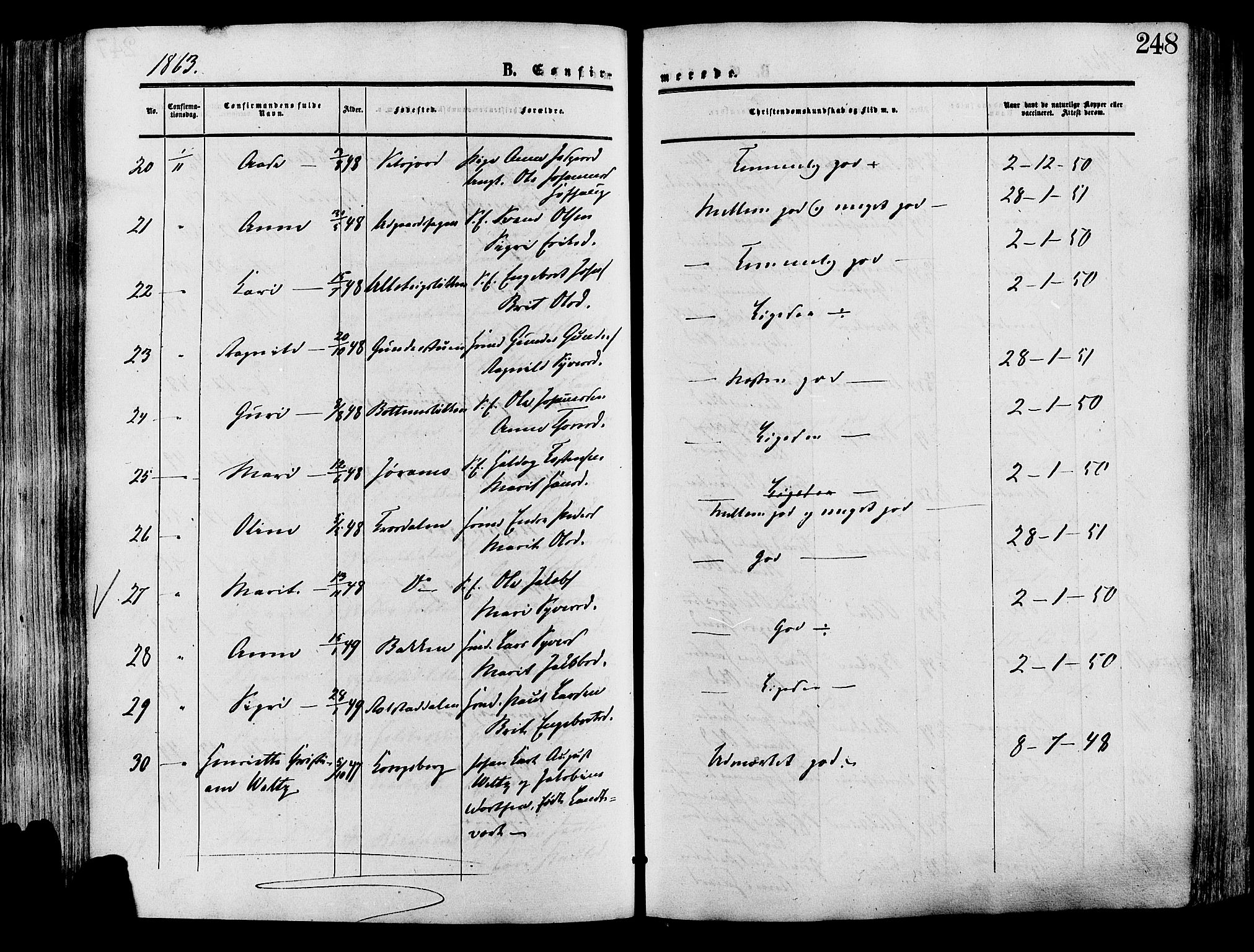 Lesja prestekontor, SAH/PREST-068/H/Ha/Haa/L0008: Parish register (official) no. 8, 1854-1880, p. 248