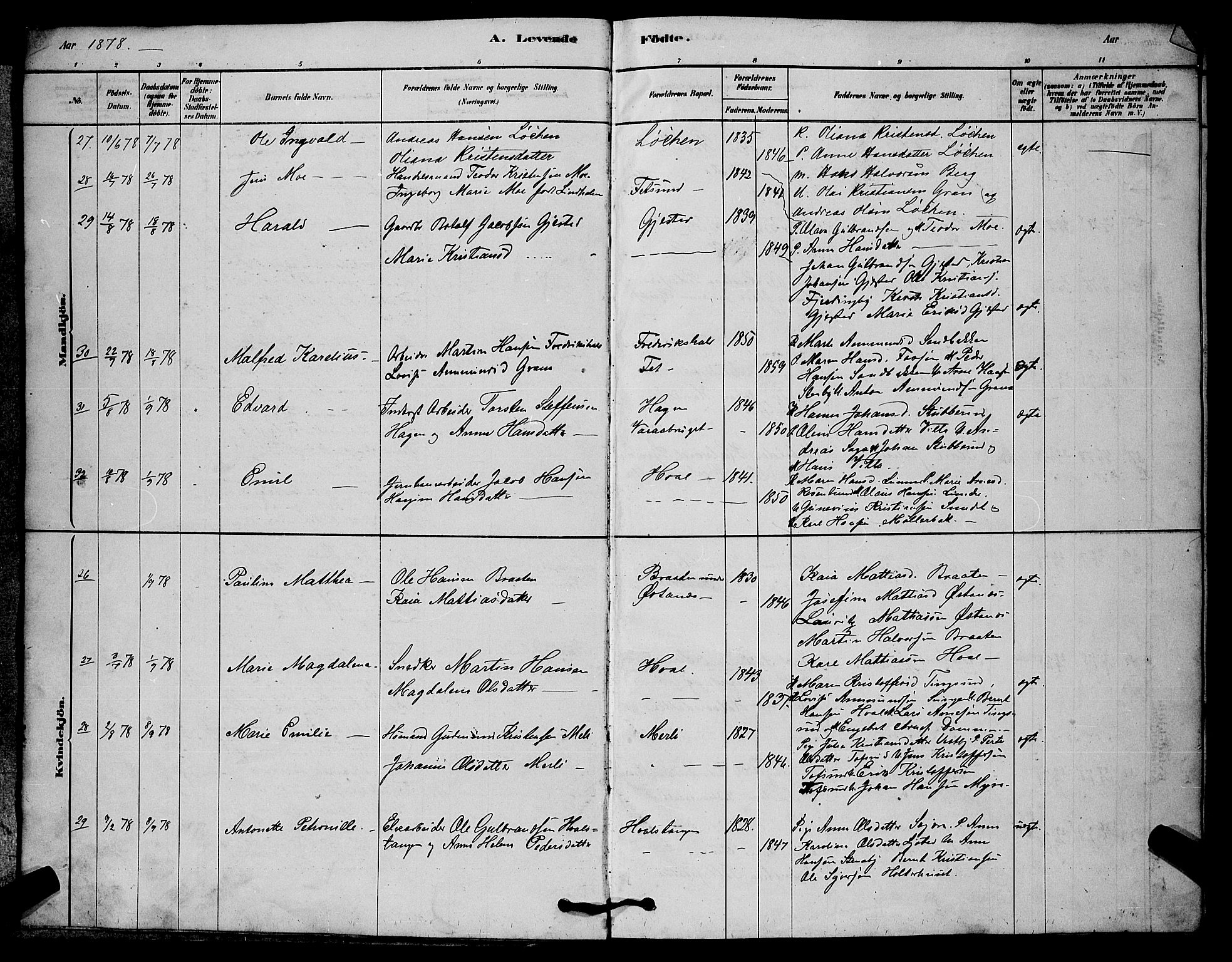 Fet prestekontor Kirkebøker, SAO/A-10370a/G/Ga/L0006: Parish register (copy) no. I 6, 1878-1891, p. 6