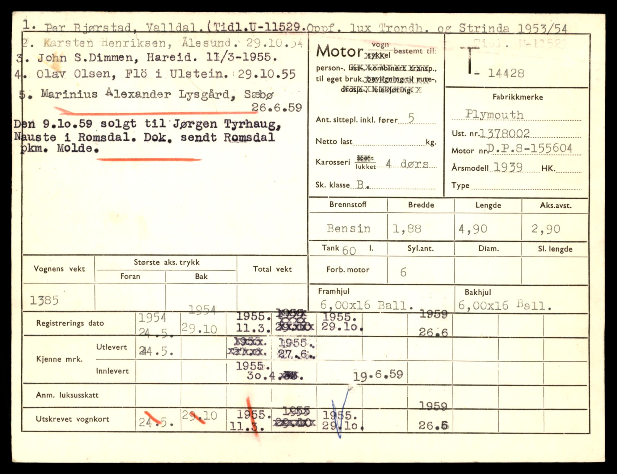 Møre og Romsdal vegkontor - Ålesund trafikkstasjon, AV/SAT-A-4099/F/Fe/L0045: Registreringskort for kjøretøy T 14320 - T 14444, 1927-1998, p. 2729