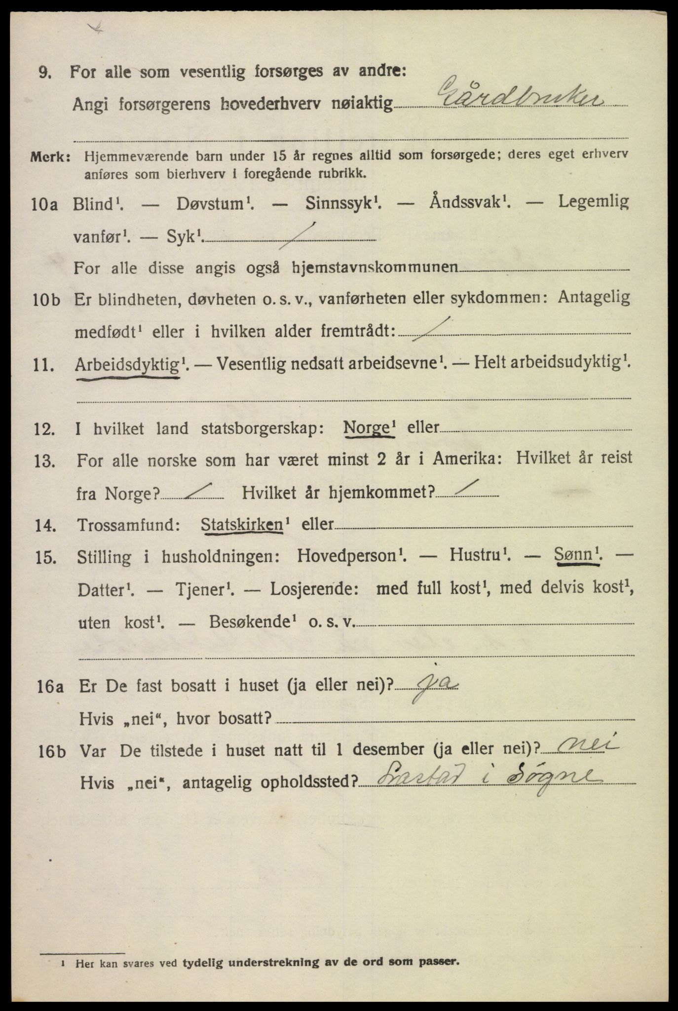 SAK, 1920 census for Søgne, 1920, p. 6754