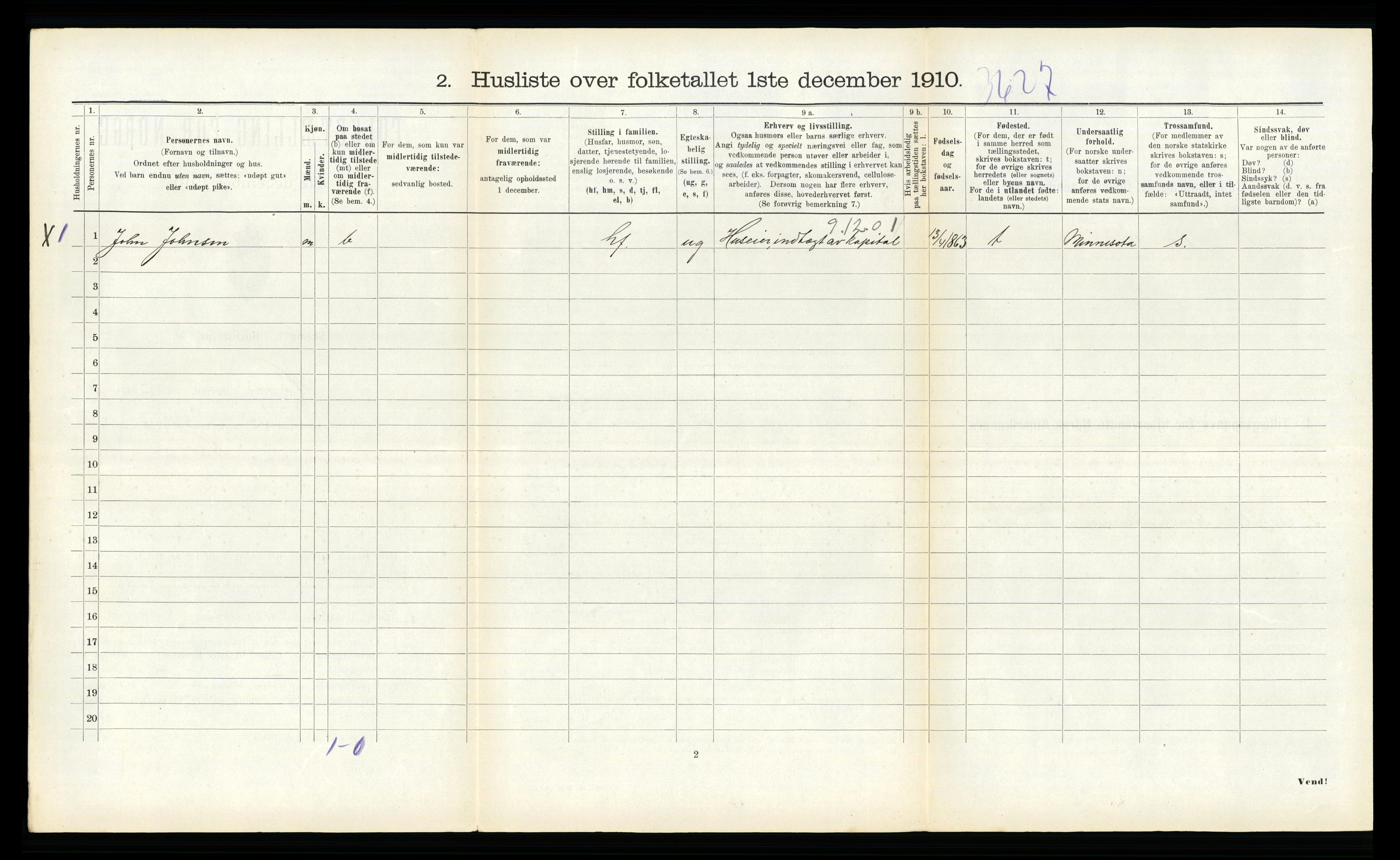 RA, 1910 census for Hemne, 1910, p. 1354