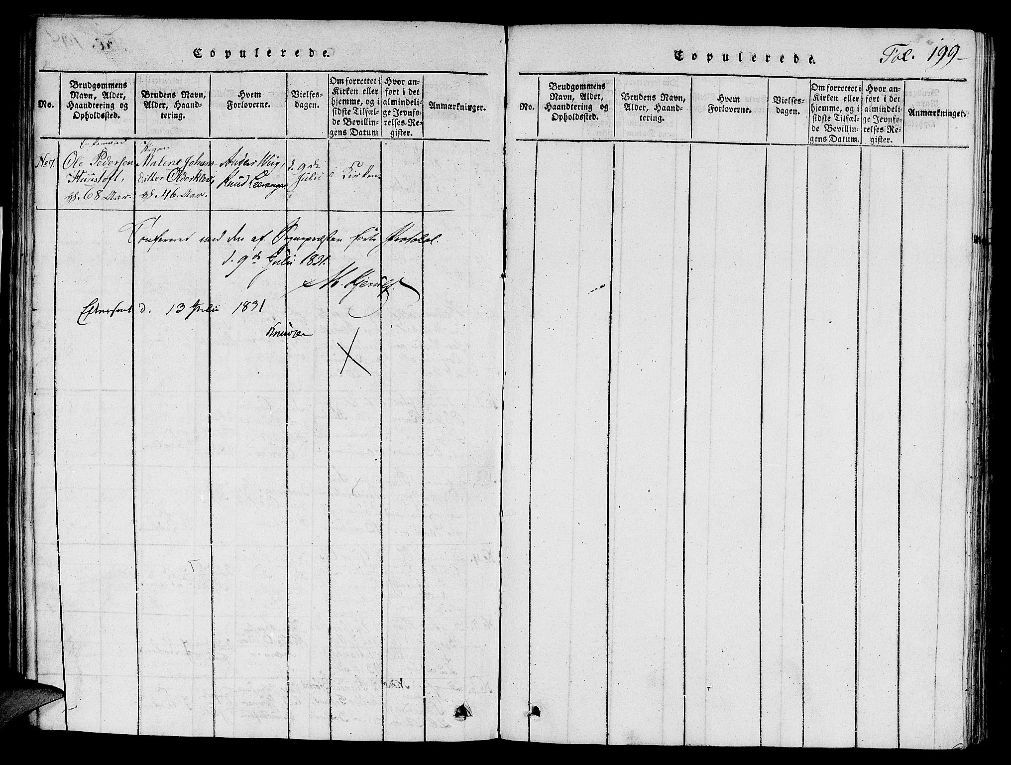 Nedstrand sokneprestkontor, AV/SAST-A-101841/01/V: Parish register (copy) no. B 1 /1, 1816-1847, p. 199