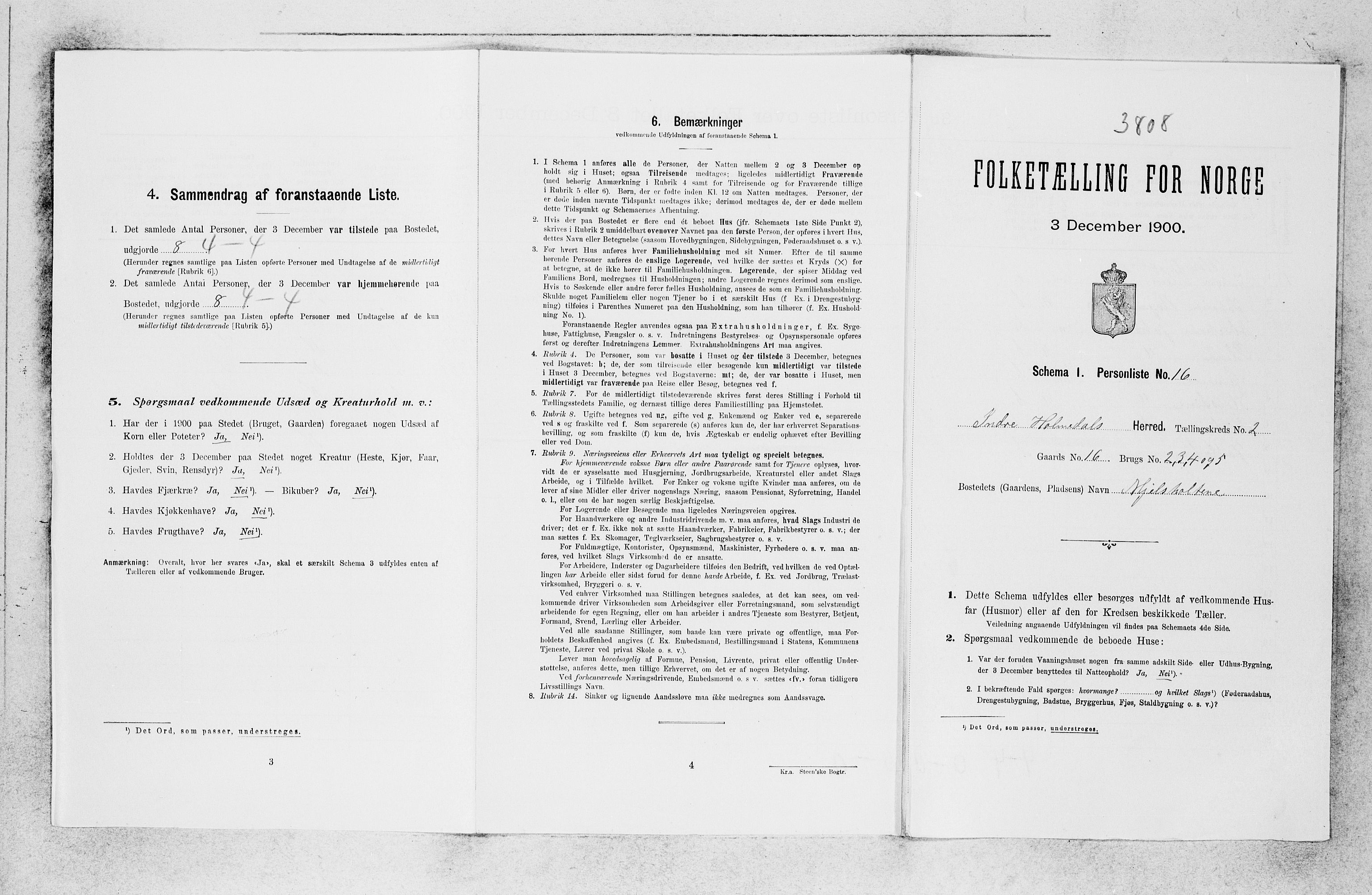 SAB, 1900 census for Indre Holmedal, 1900, p. 214