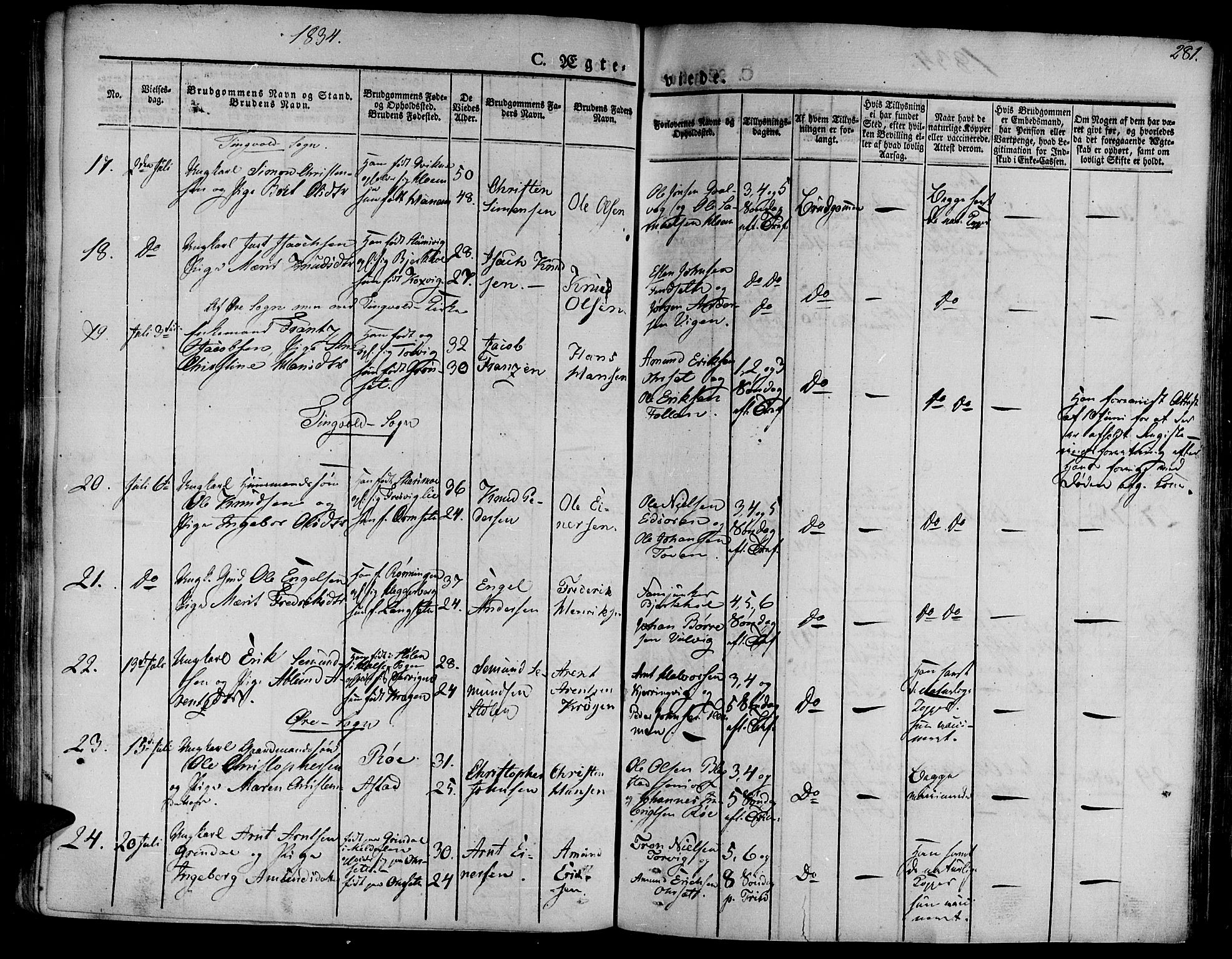 Ministerialprotokoller, klokkerbøker og fødselsregistre - Møre og Romsdal, AV/SAT-A-1454/586/L0983: Parish register (official) no. 586A09, 1829-1843, p. 281