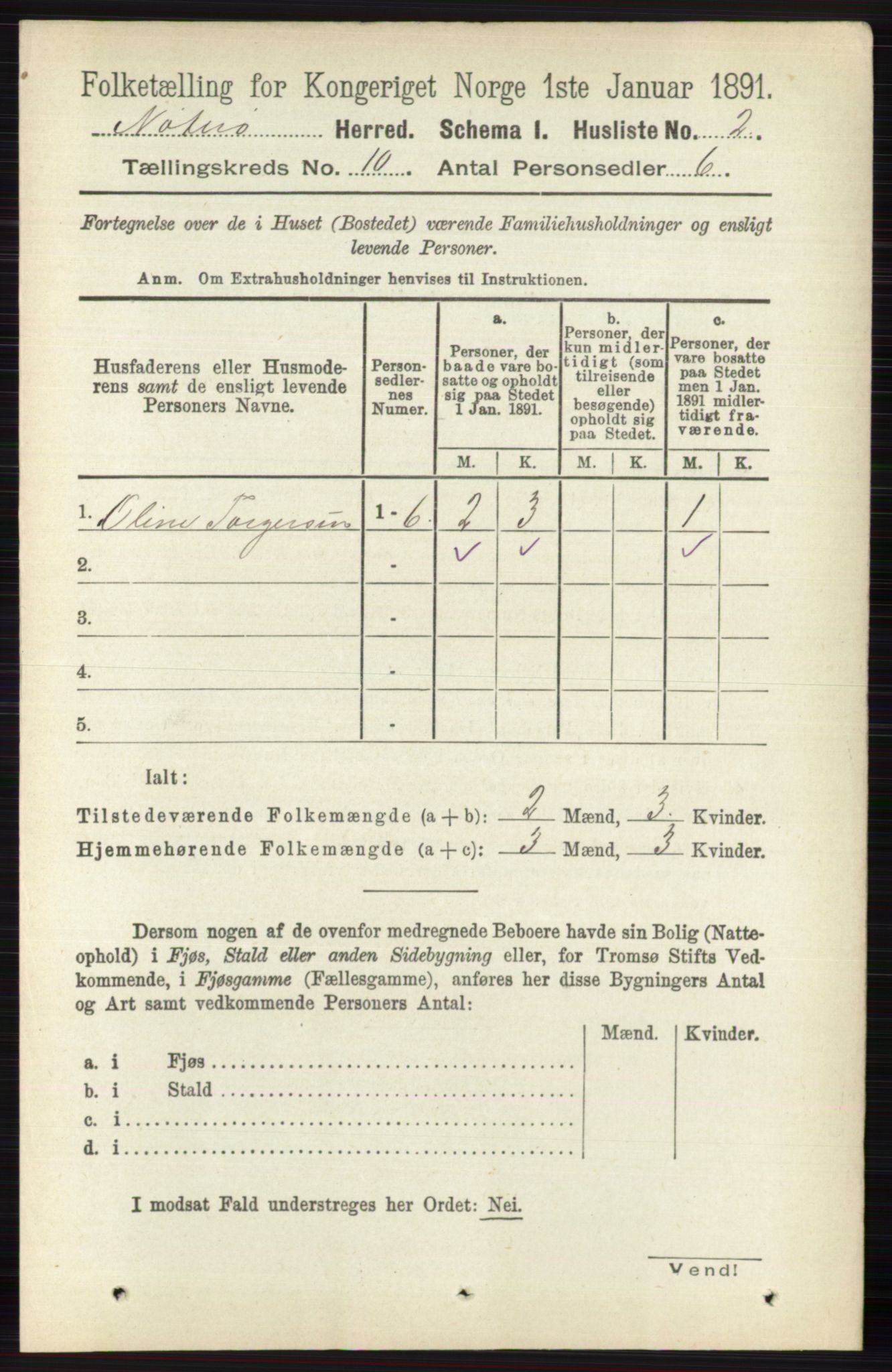 RA, 1891 census for 0722 Nøtterøy, 1891, p. 5111