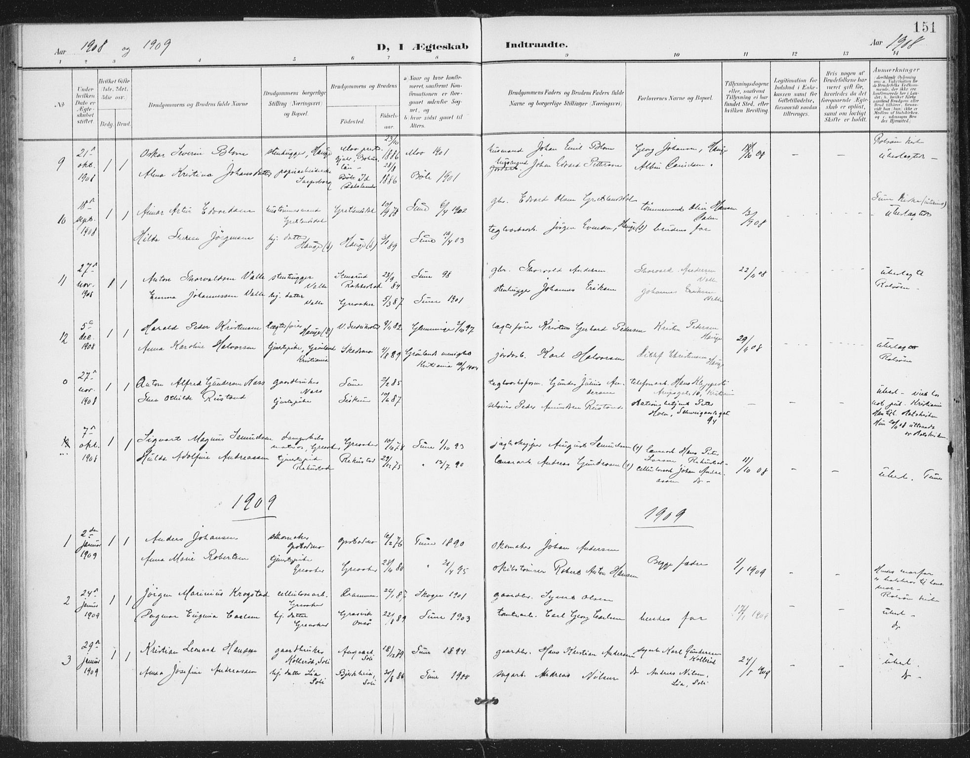 Rolvsøy prestekontor Kirkebøker, AV/SAO-A-2004/F/Fa/L0001: Parish register (official) no. 1, 1901-1909, p. 151