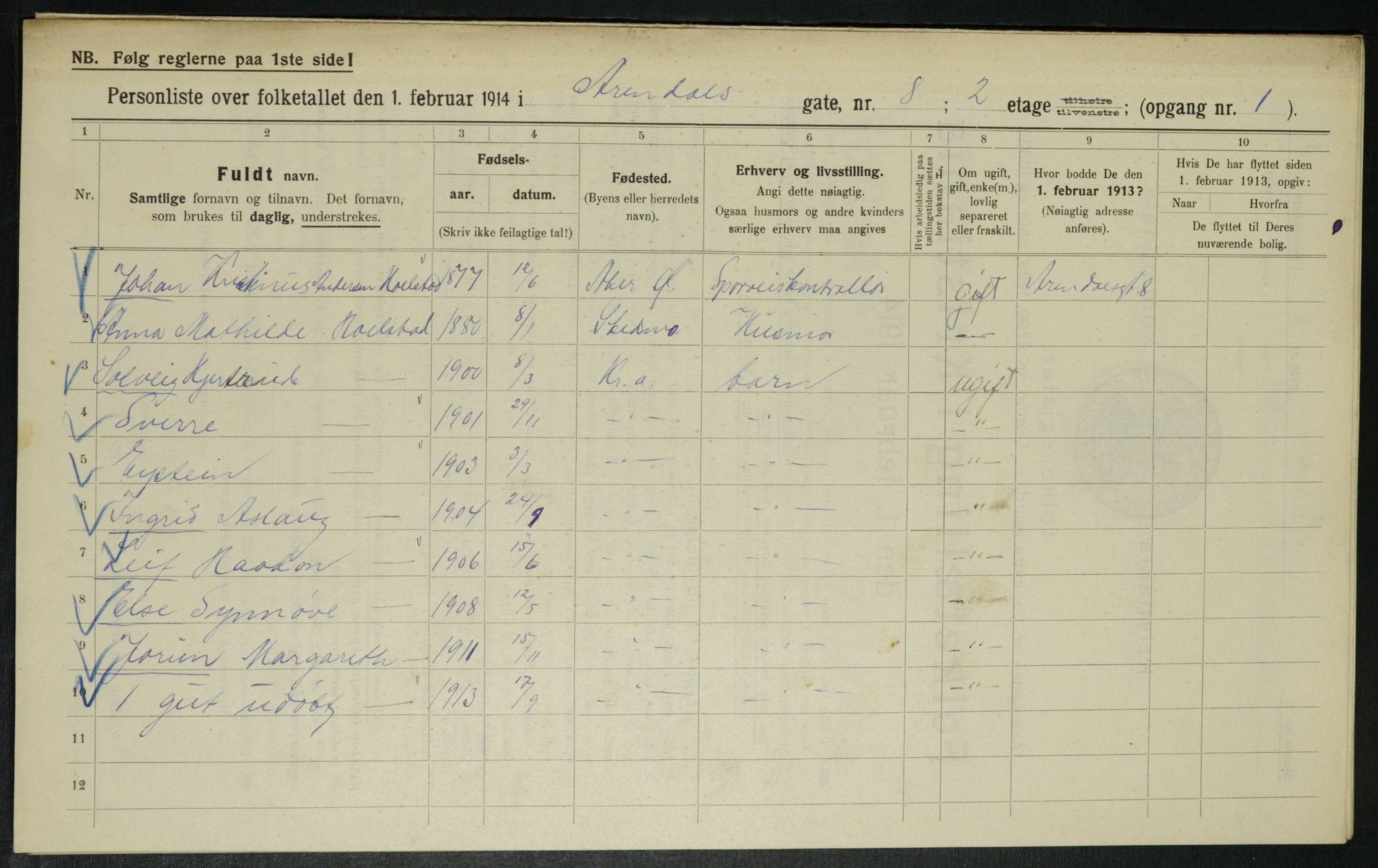 OBA, Municipal Census 1914 for Kristiania, 1914, p. 2059
