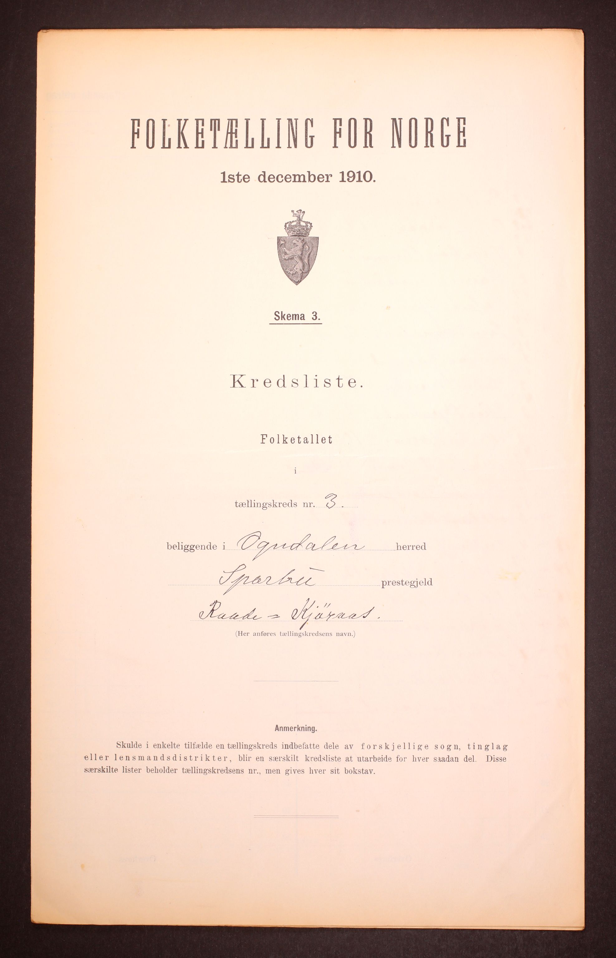 RA, 1910 census for Ogndal, 1910, p. 10