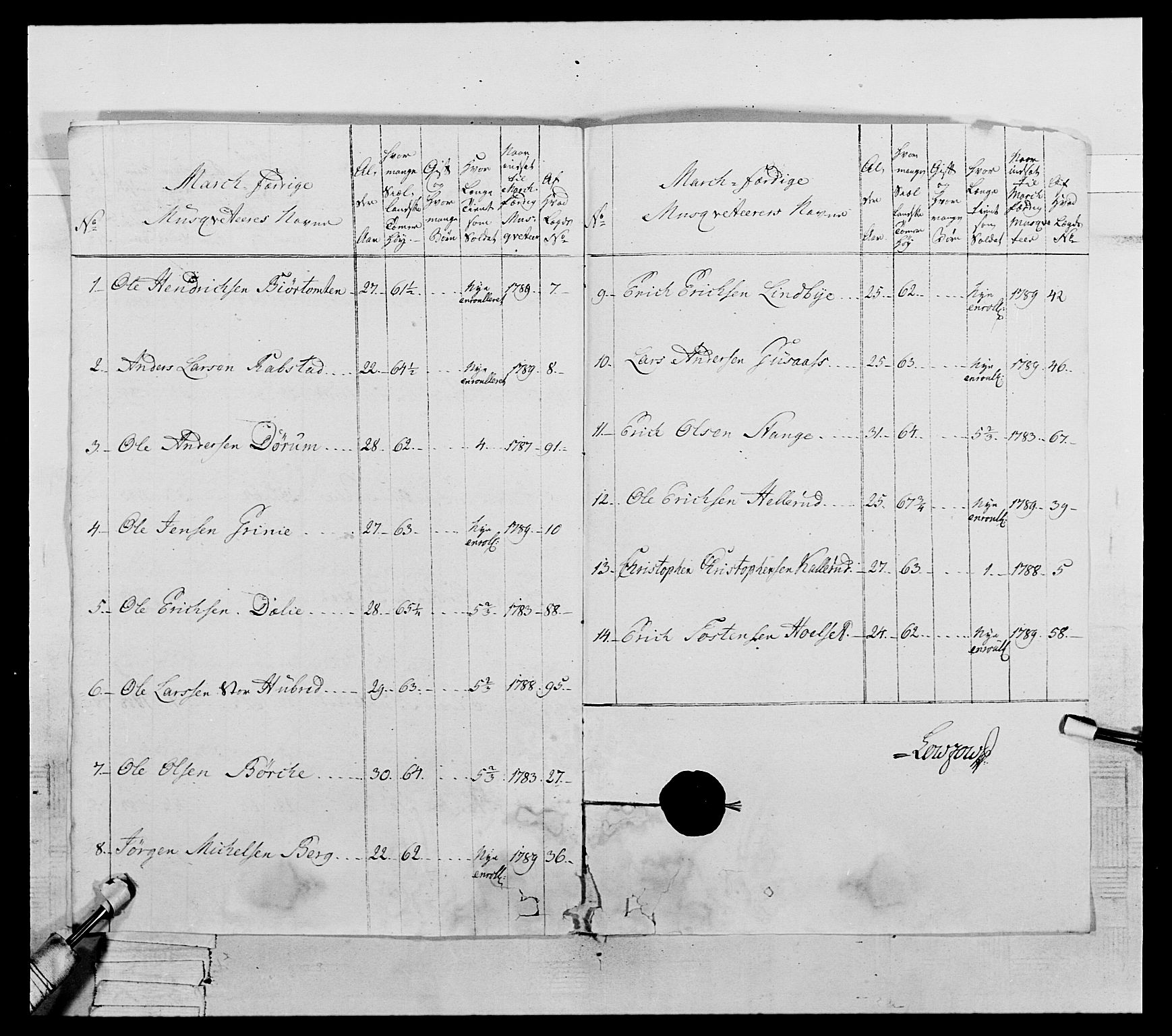 Generalitets- og kommissariatskollegiet, Det kongelige norske kommissariatskollegium, AV/RA-EA-5420/E/Eh/L0061: 1. Opplandske nasjonale infanteriregiment, 1789, p. 227