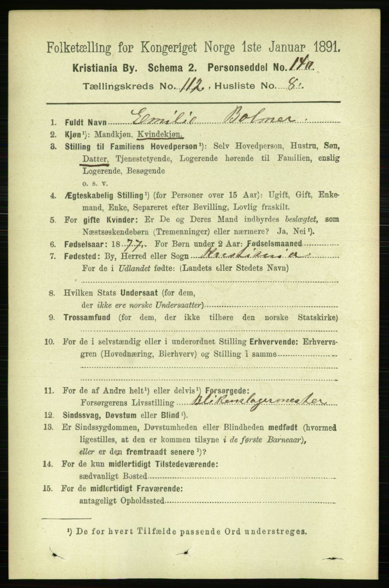 RA, 1891 census for 0301 Kristiania, 1891, p. 59494