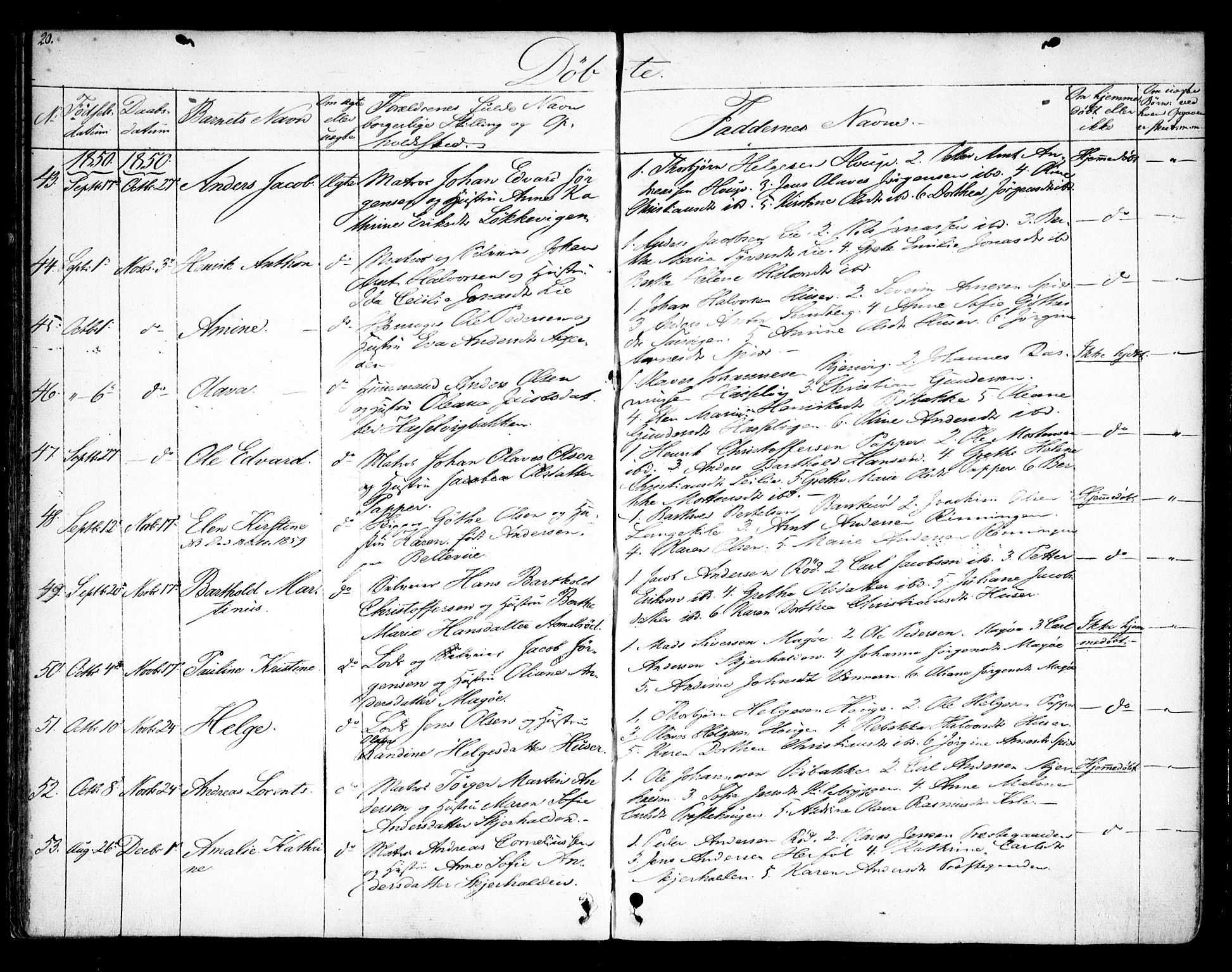 Hvaler prestekontor Kirkebøker, AV/SAO-A-2001/F/Fa/L0006: Parish register (official) no. I 6, 1846-1863, p. 20