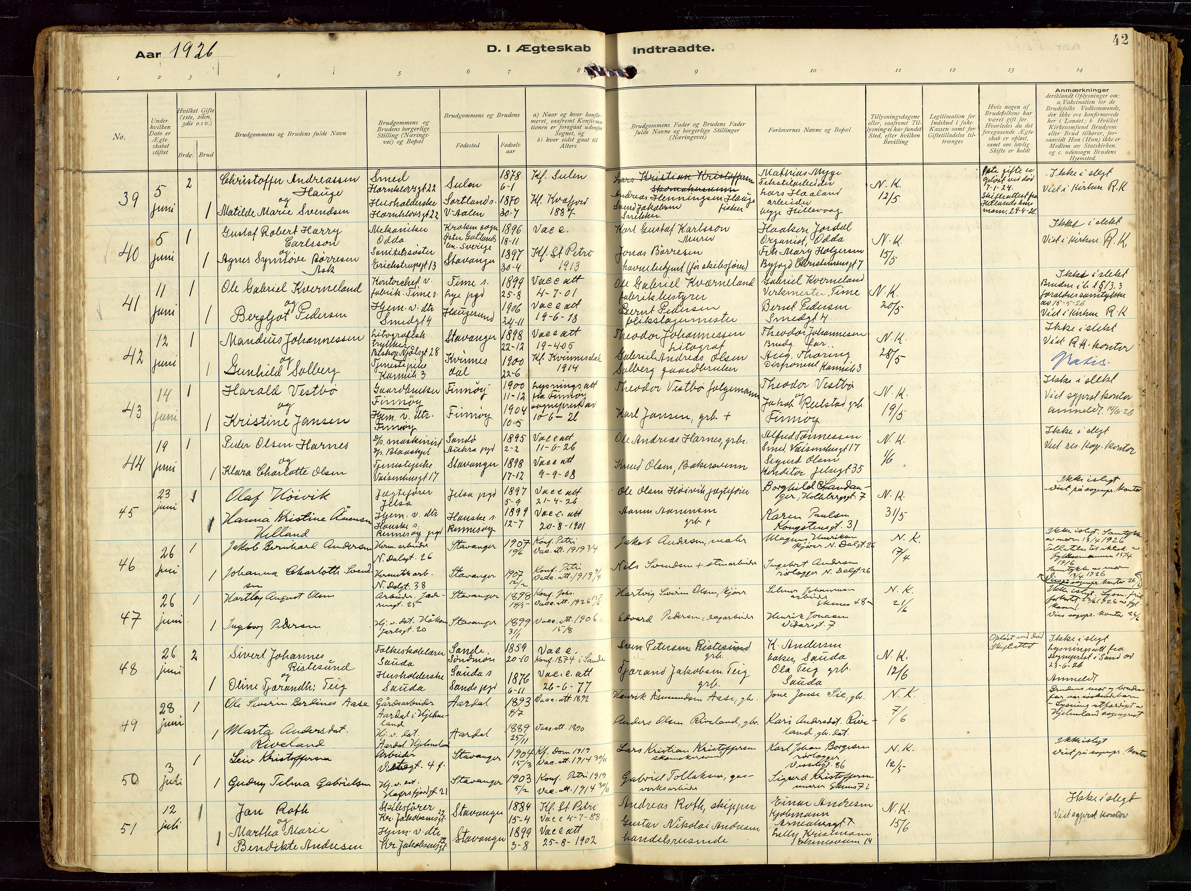 St. Petri sokneprestkontor, AV/SAST-A-101813/002/D/L0002: Parish register (official) no. A 27, 1921-1942, p. 42