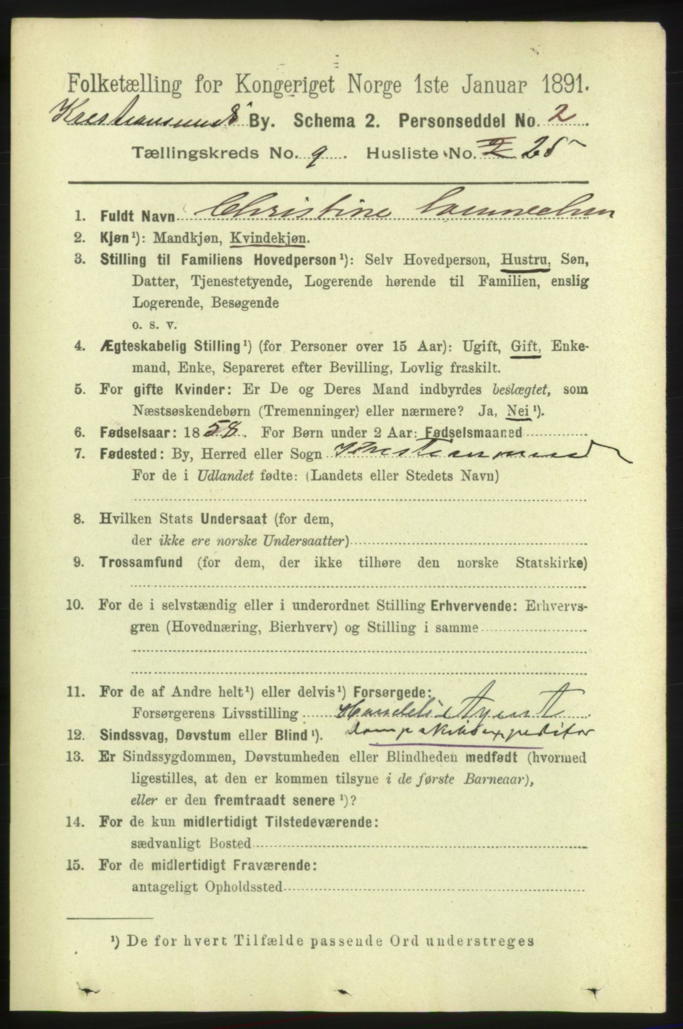 RA, 1891 census for 1503 Kristiansund, 1891, p. 7354