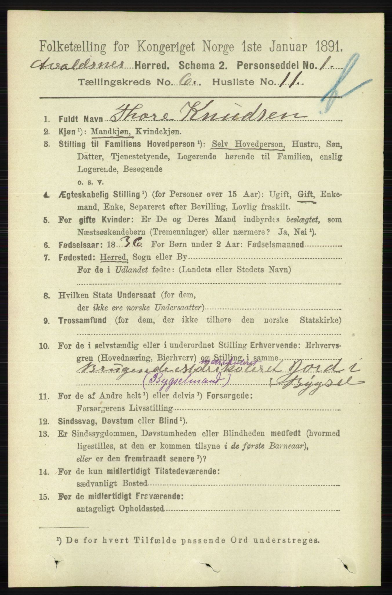 RA, 1891 census for 1147 Avaldsnes, 1891, p. 3295