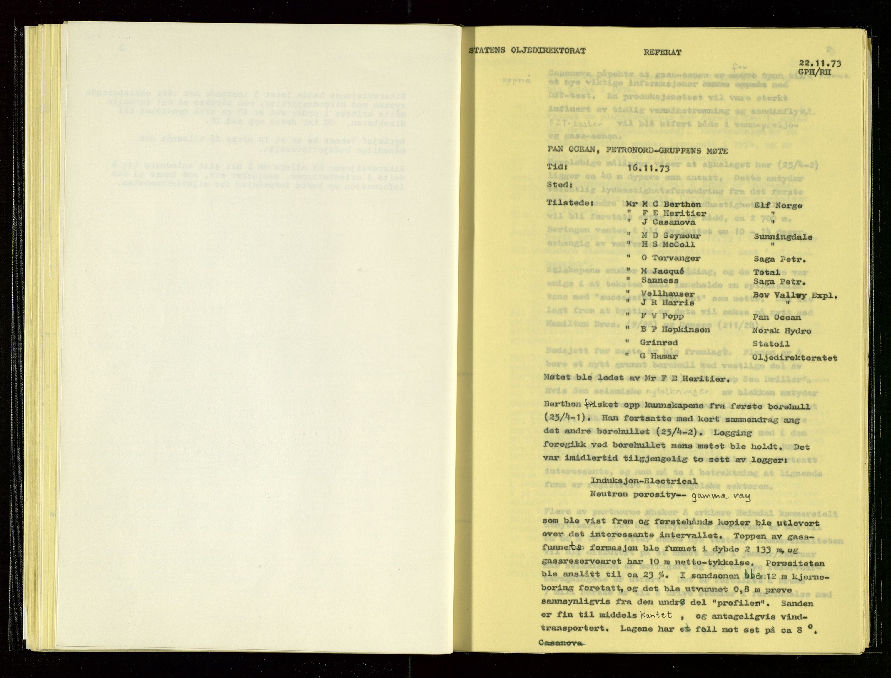 Oljedirektoratet, AV/SAST-A-101366/Aa/L0001: Referatprotokoller, 1973