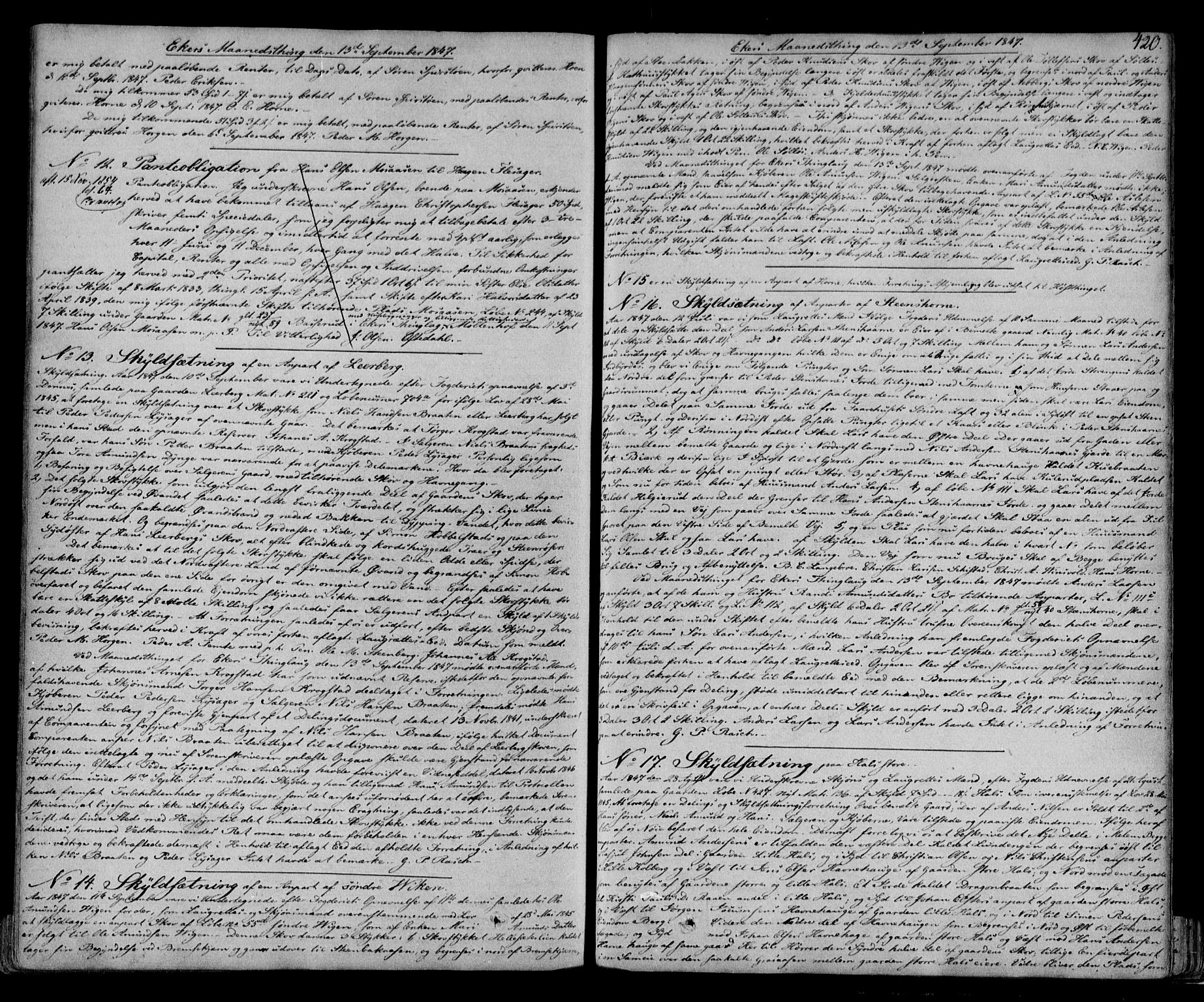 Eiker, Modum og Sigdal sorenskriveri, SAKO/A-123/G/Ga/Gaa/L0012a: Mortgage book no. I 12a, 1844-1848, p. 420