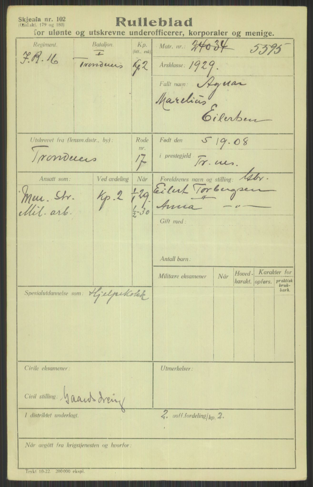 Forsvaret, Troms infanteriregiment nr. 16, AV/RA-RAFA-3146/P/Pa/L0013/0004: Rulleblad / Rulleblad for regimentets menige mannskaper, årsklasse 1929, 1929, p. 197